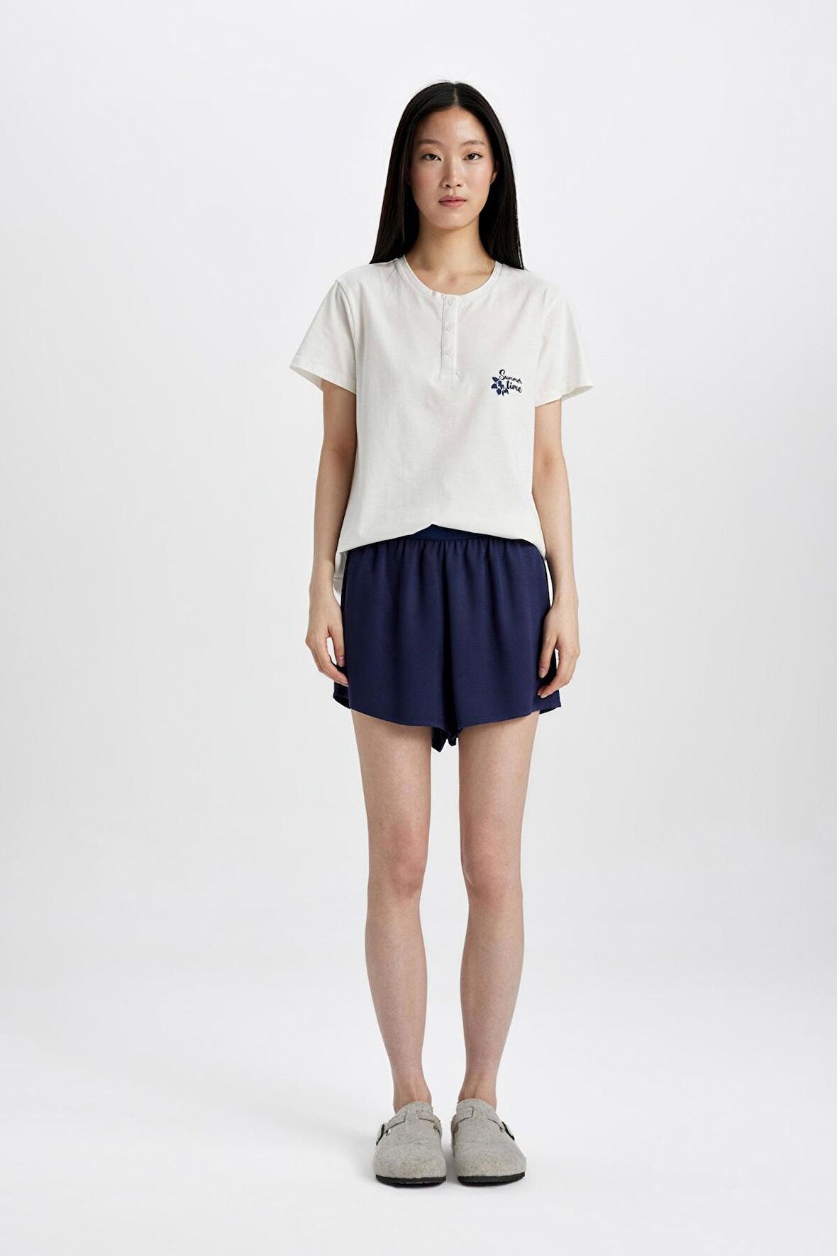 DeFacto Regular Fit Dokuma Pijama Altı-Fall in Love B8688AX24SMNV31