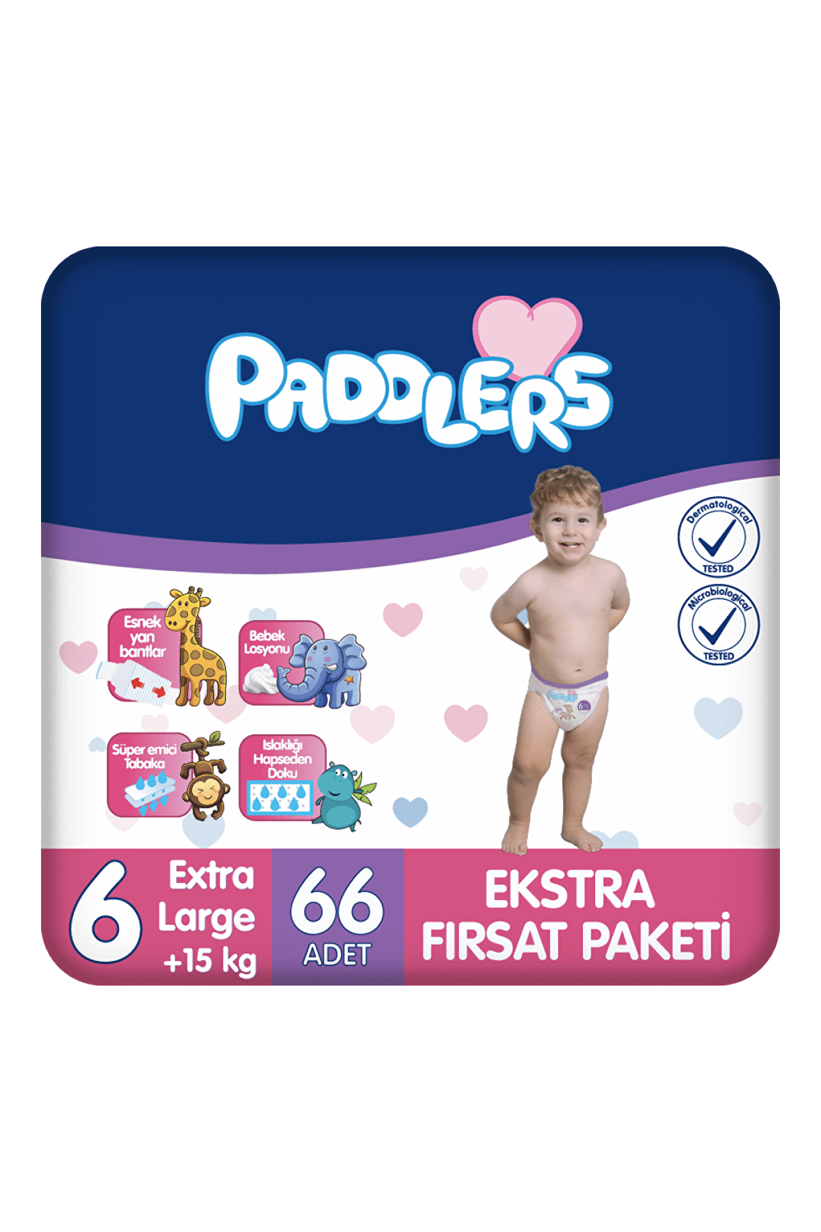 Paddlers Bebek Bezi 6 Numara X-Large 66 Adet (15+Kg) Ekstra Fırsat Paketi