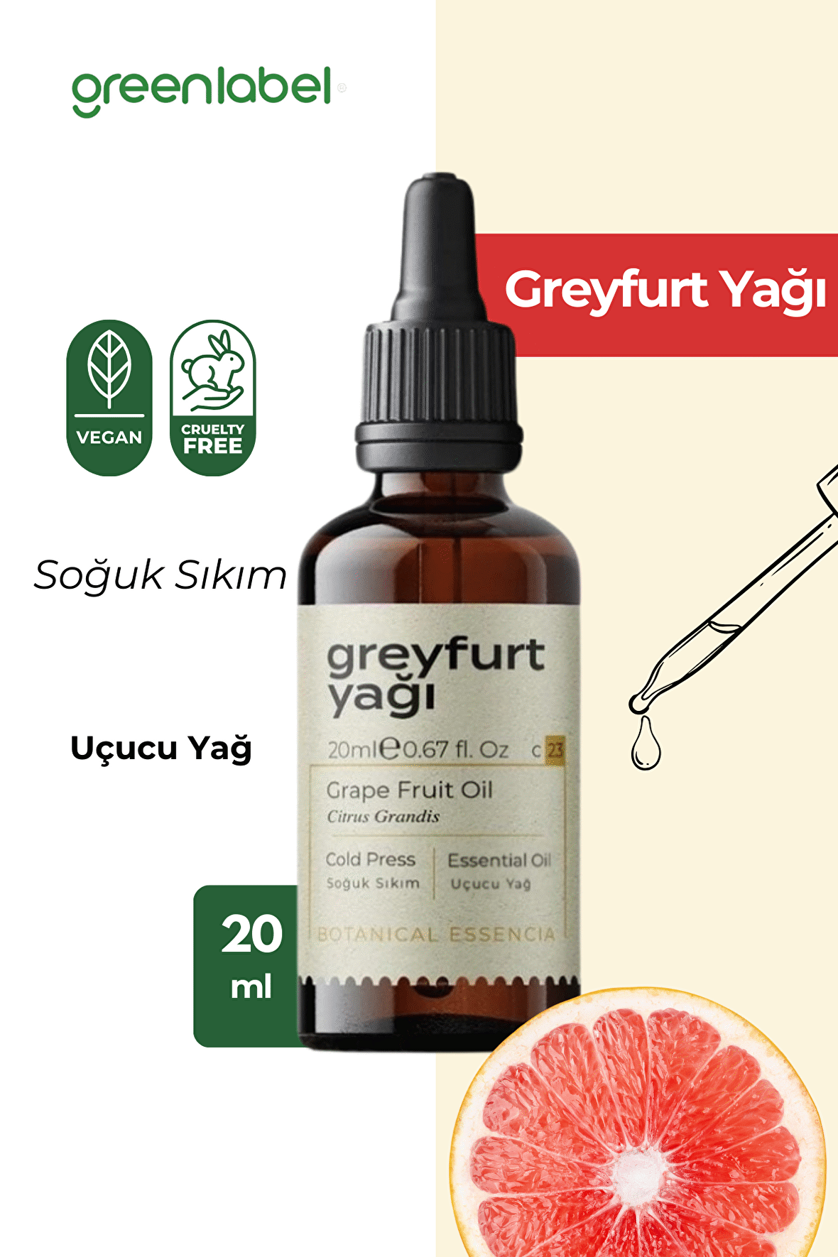 Greenlabel Greyfurt Yağı 20 Ml.