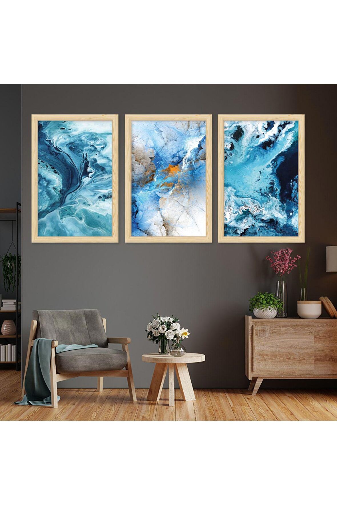 Dalga 100 X 50 Cm Saatli Kanvas Tablo