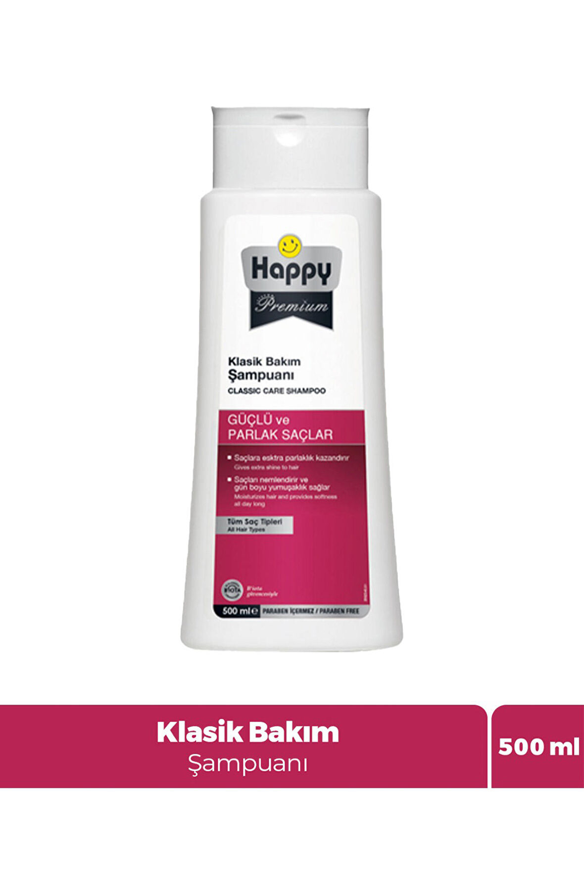 Happy Premium Güçlü ve Parlak Saçlar Klasik Bakım Şampuanı 500 ml