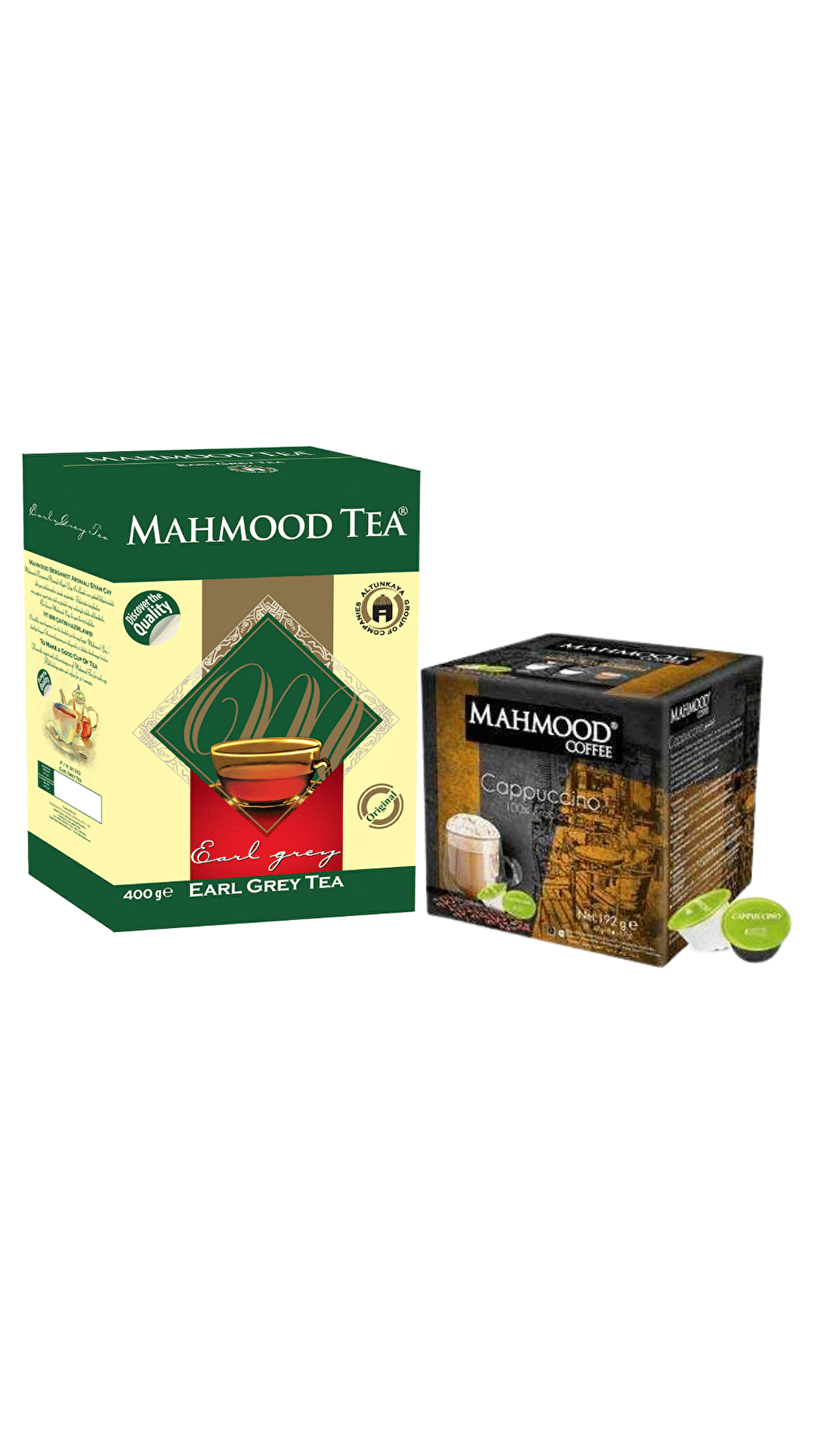 Mahmood Dolce Gusto Cappuccino Kapsül Kahve 16 Adet ve Mahmood Tea Bergamotlu Seylan Dökme Çayı Earl Grey Kutu 400 G
