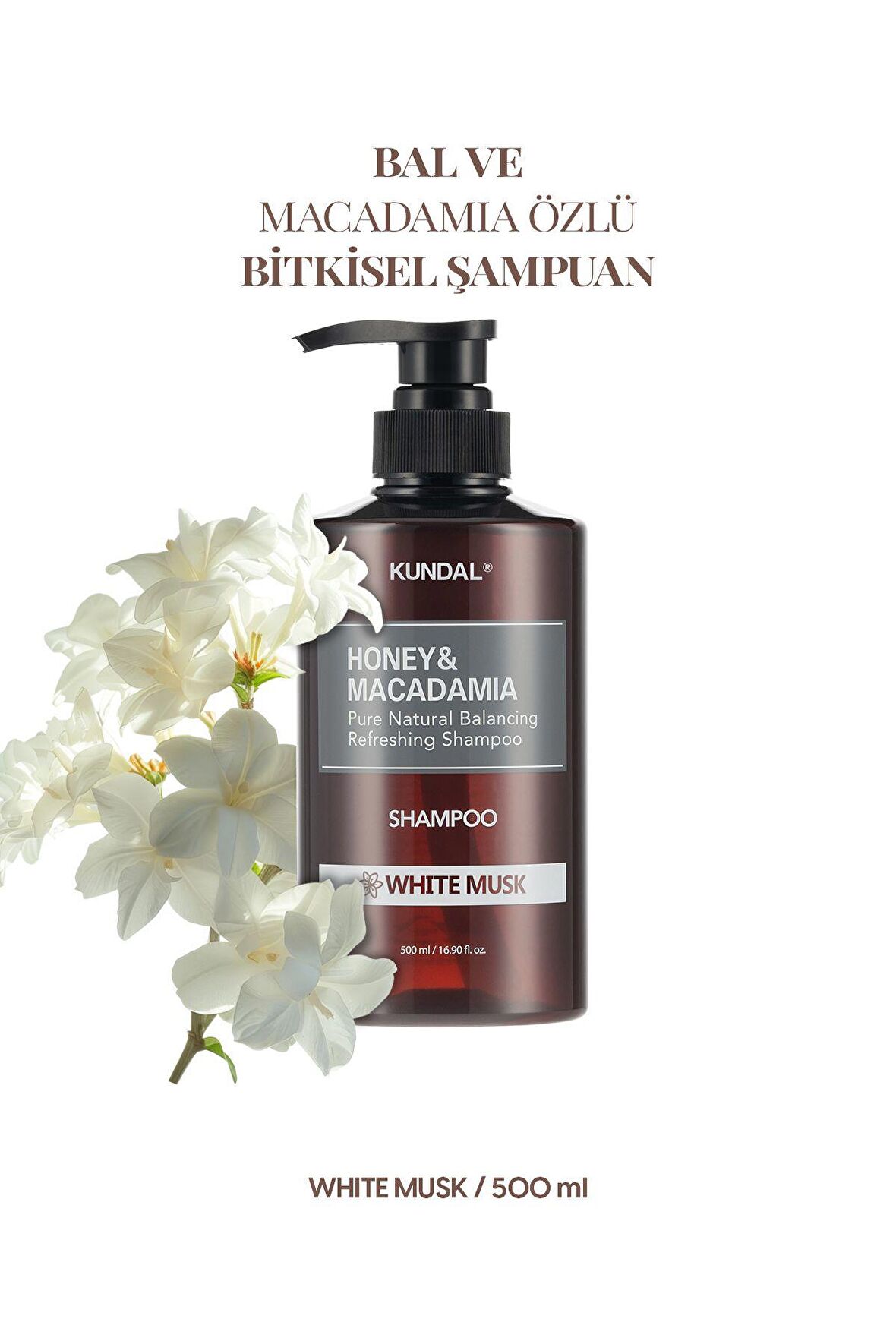 Kırılma Karşıtı, Besleyici Şampuan Kundal Honey & Macadamia Nature Shampoo 500ml (White Musk)