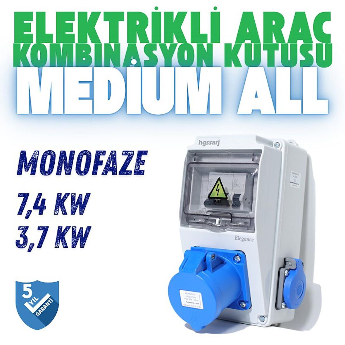 Elektrikli Araç Kombinasyon Kutusu, Tesla Blue Adaptöre Uyumlu, ''Medium ALL'' 3x32A + 1x16A V i k o / P a n a s o n i c