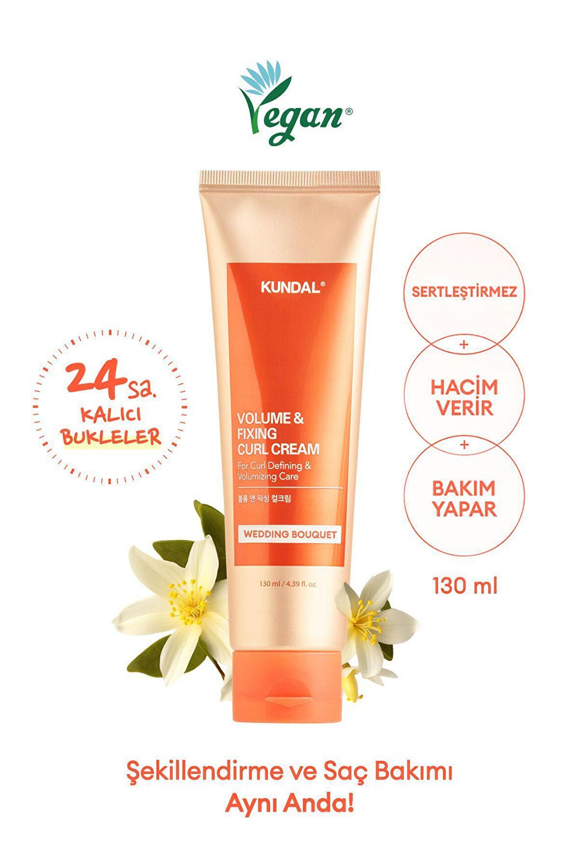 Bukle Belirginleştirici Durulanmayan Saç Kremi KUNDAL Volume & Fixing Curl Cream (Wedding Bouquet)