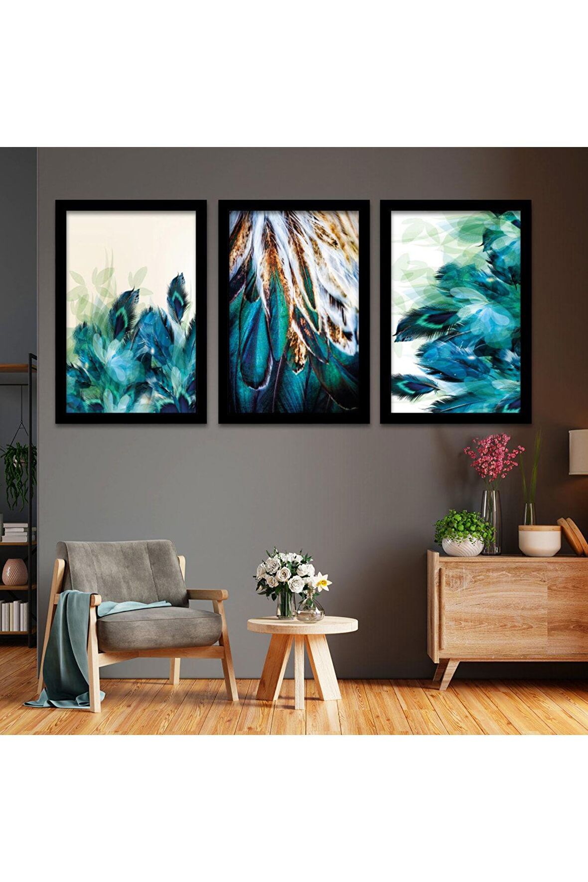 Beyaz Ahşap Çerçeveli Kızıldereli Aşıklar Tablo