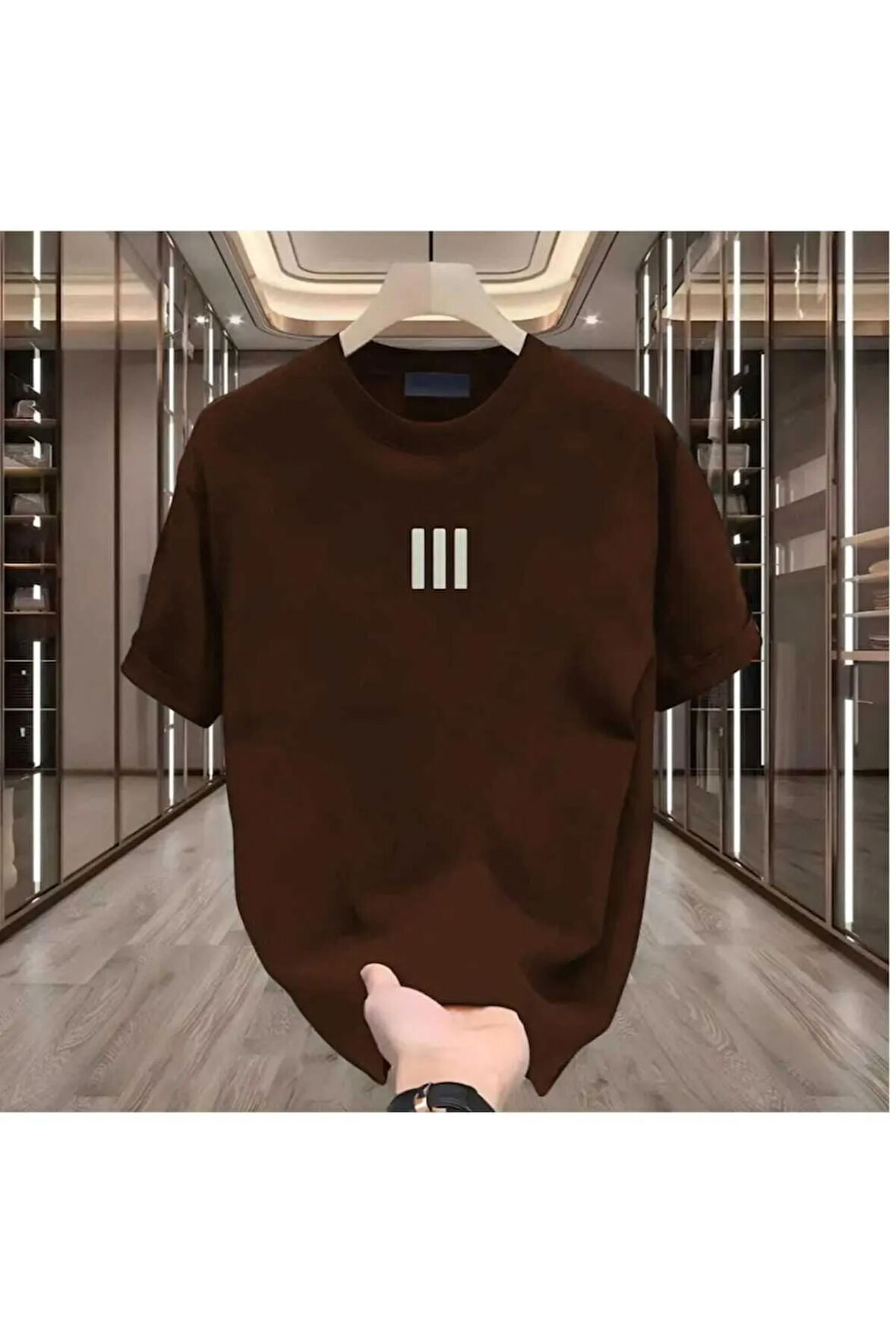 MALOÇBEY 3 çizgi baskılı oversize unisex basic o yaka t-şhirt