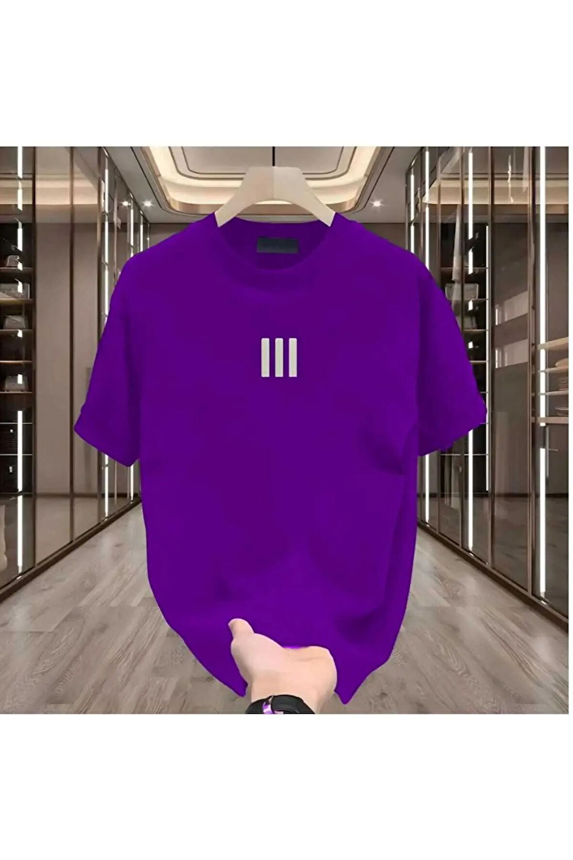 MALOÇBEY 3 çizgi baskılı oversize unisex basic o yaka t-şhirt