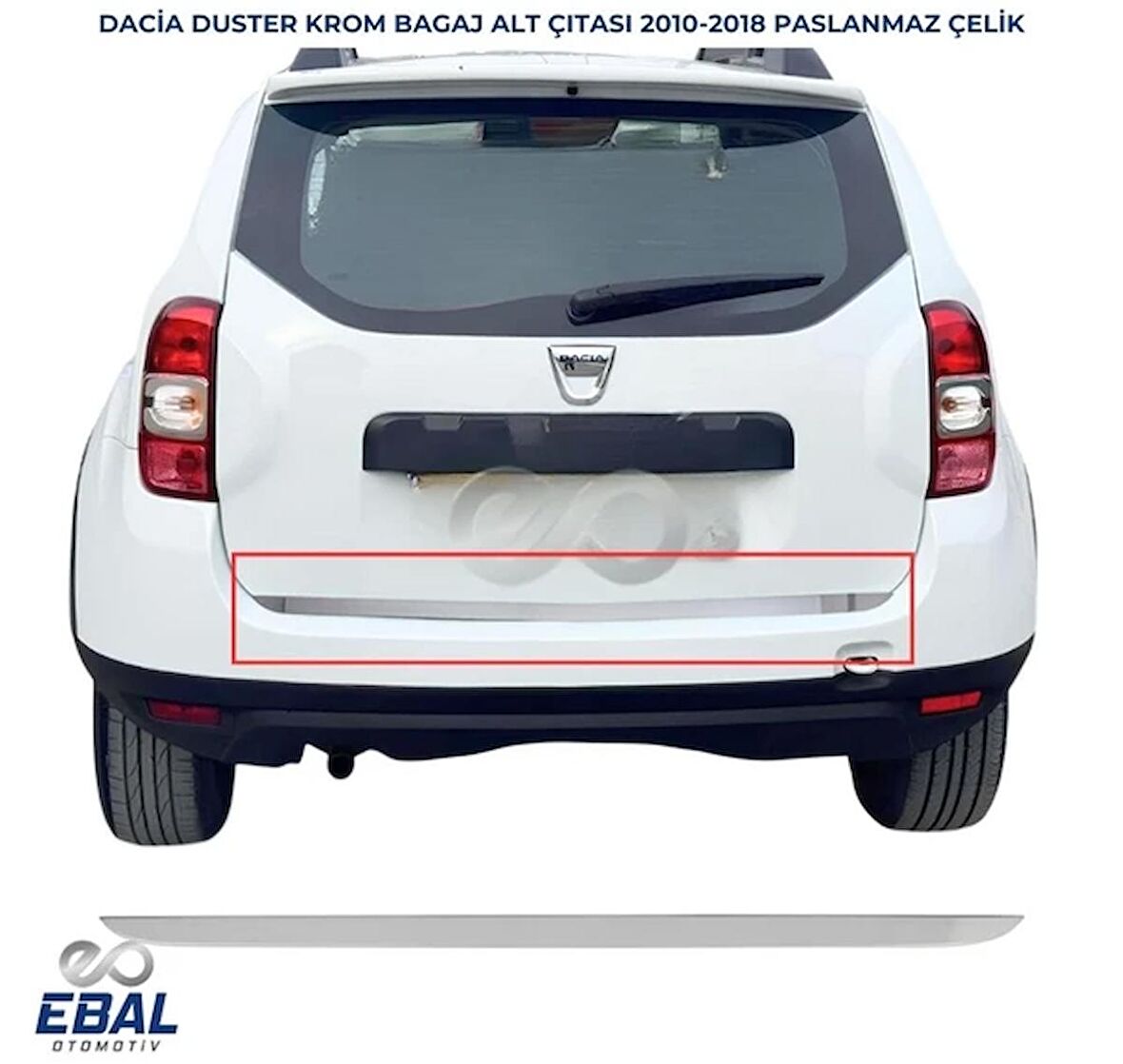 Dacia Duster Formlu Krom Bagaj Alt Çıtası  2010-2018 Arası Paslanmaz Çelik