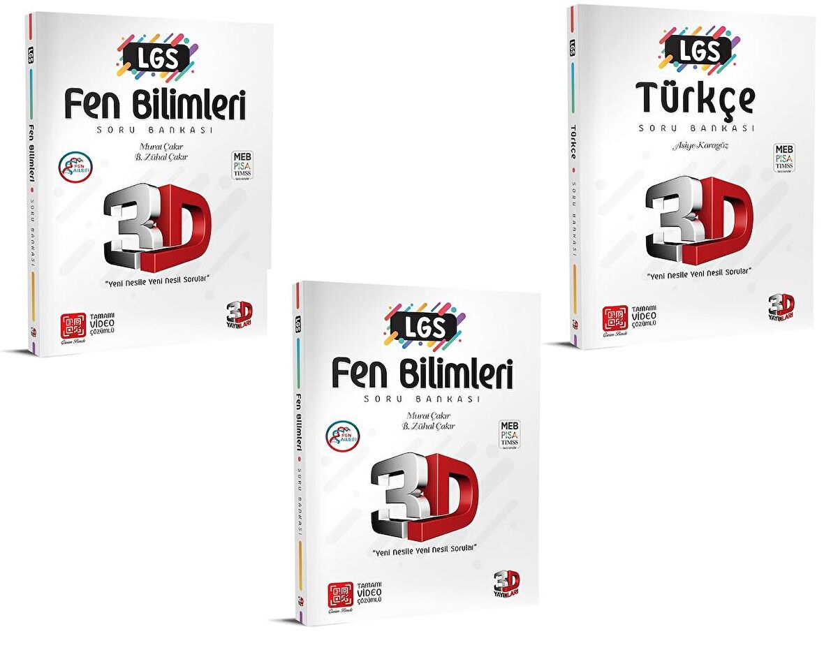 3D Yayınları 8. Sınıf Lgs Matematik Türkçe Fen Bilimleri Soru Seti 2022
