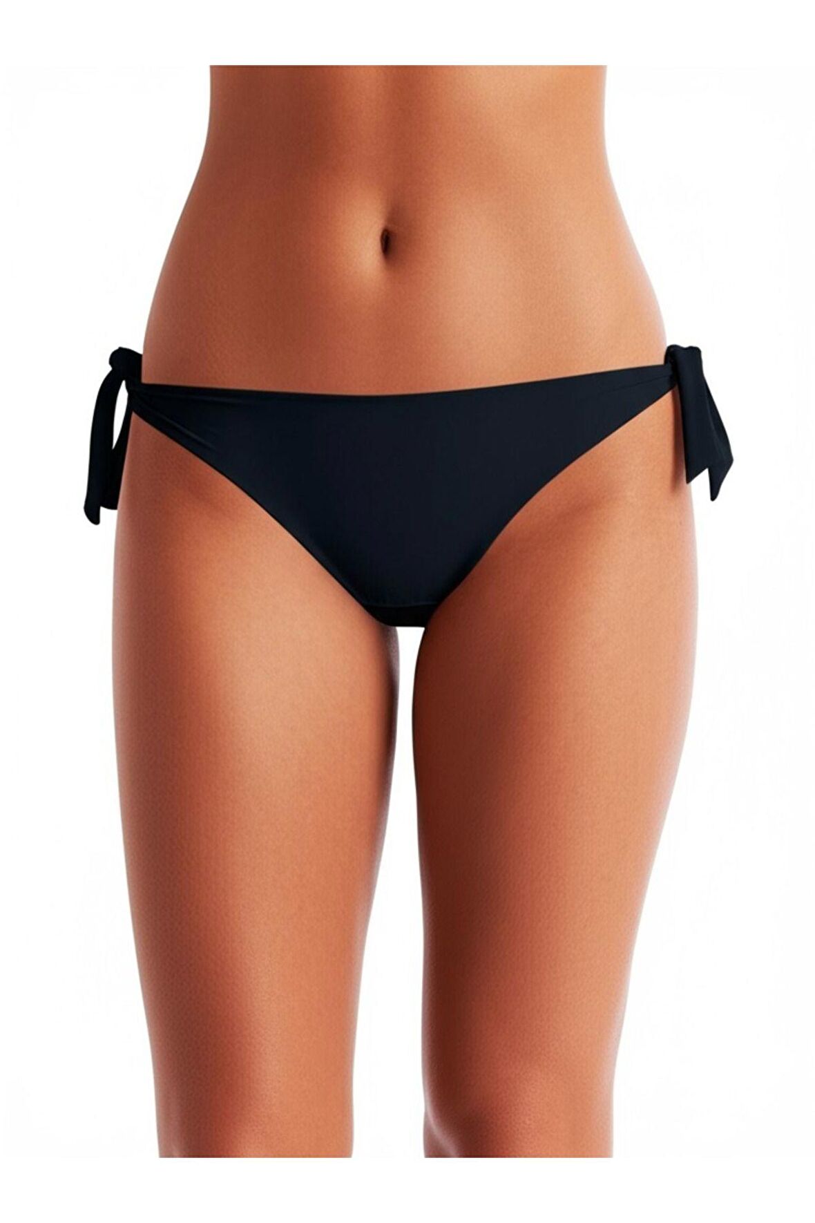 Siyah Kalın İp Bağlamalı Bikini Altı