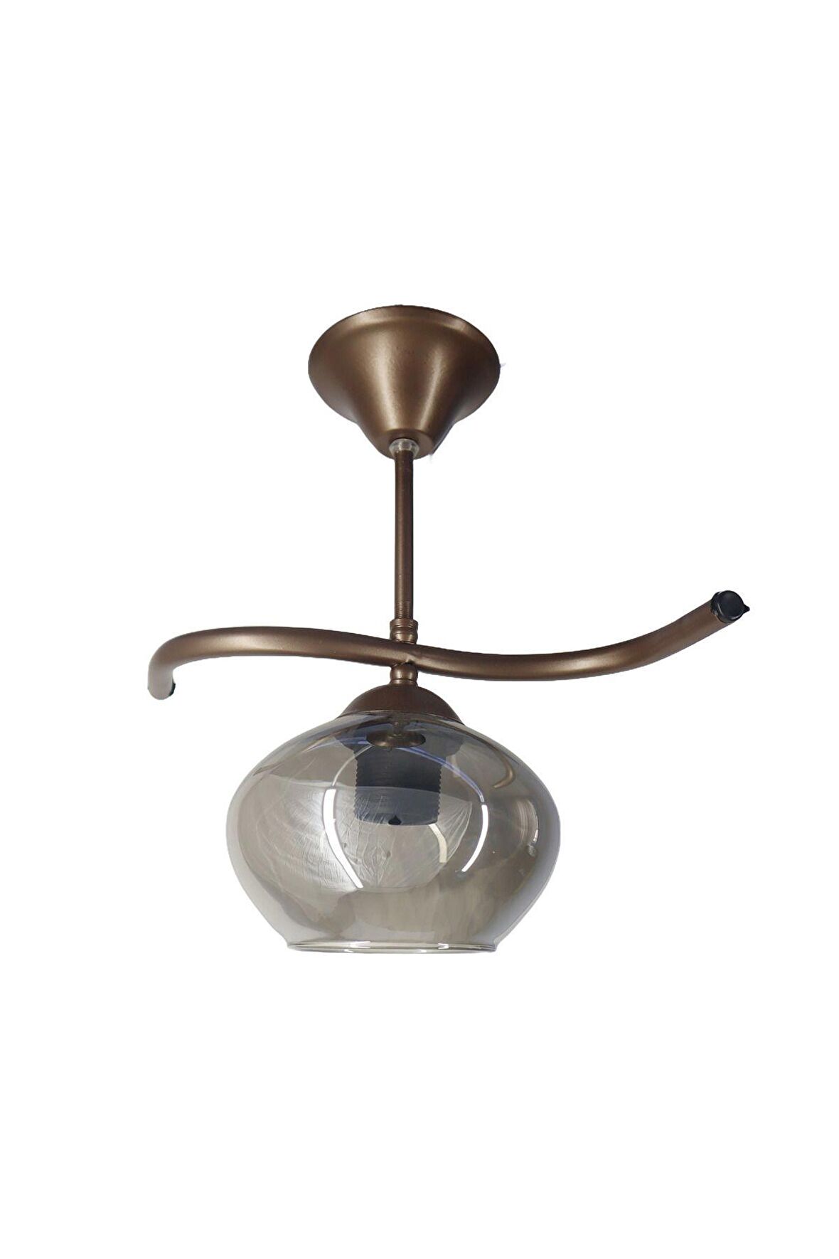 Fuji Bronz Tekli Füme Yatsı Camlı Avize | Kaliteli Modern Metal Avize