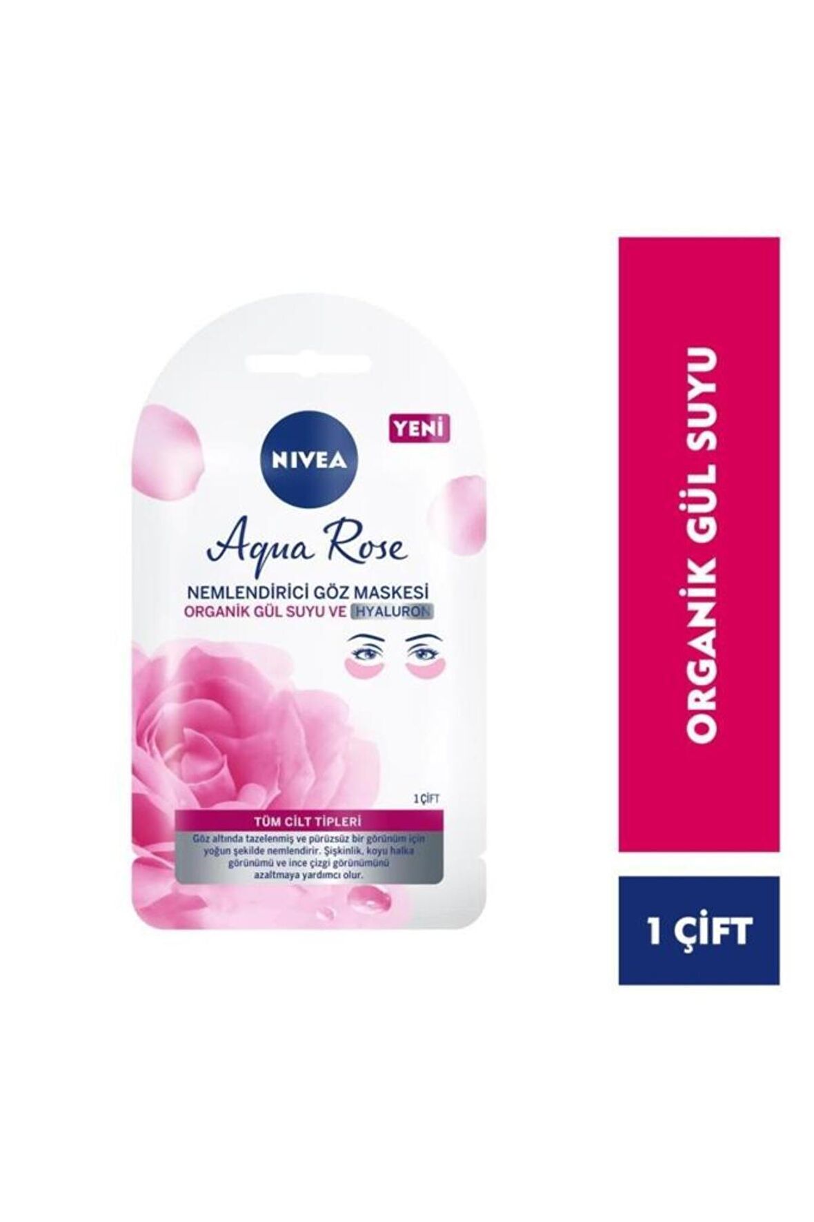 Nivea Aqua Rose Organik Gül Suyu İçerikli Nemlendirici Göz Maskesi, Hyaluron, Koyu Halka, Göz Torbası