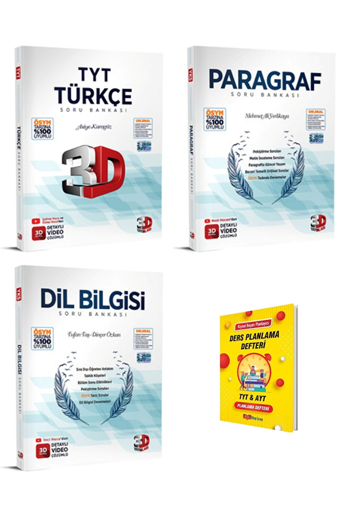 TYT Türkçe Paragraf ve Dilbilgisi Soru Bankası 3lü Set