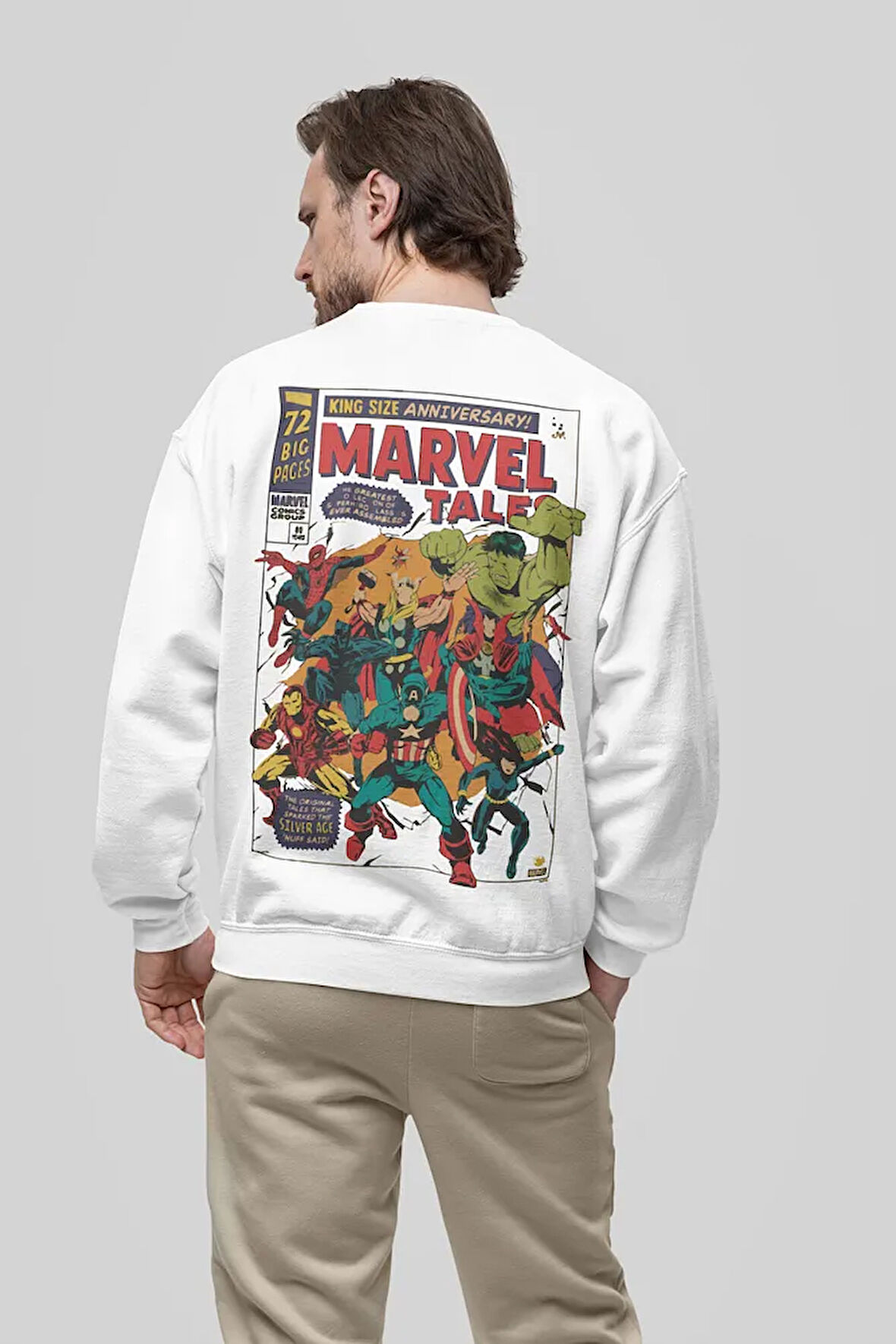 Marvel Tale Vintage Kahramanlar Baskılı Unisex Oversize Avengers Sweatshirt