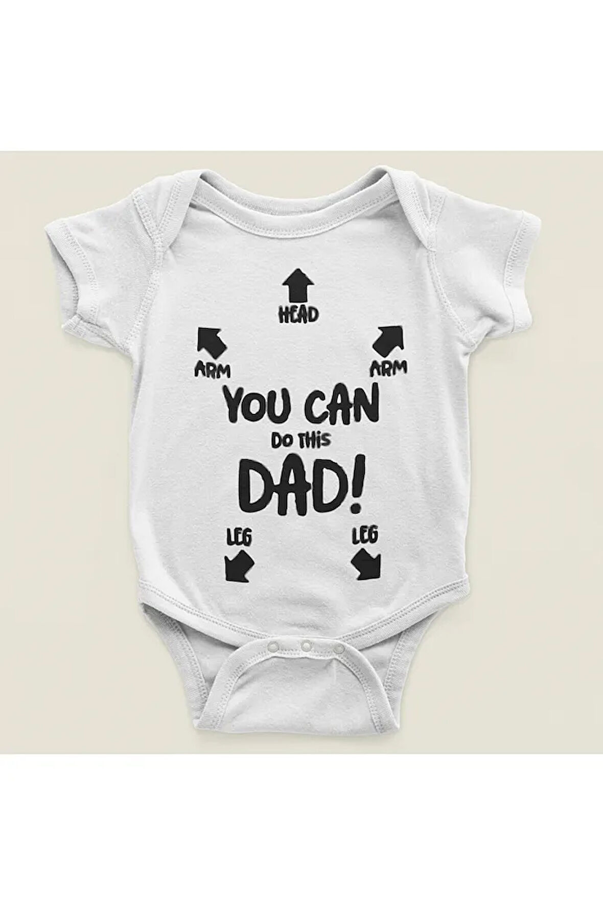 Bunu Yapabilirsin Baba Yazılı Pamuklu Yumuşak Zıbın, Unisex Çıtçıtlı You Can Do This Dad Body Zıbın