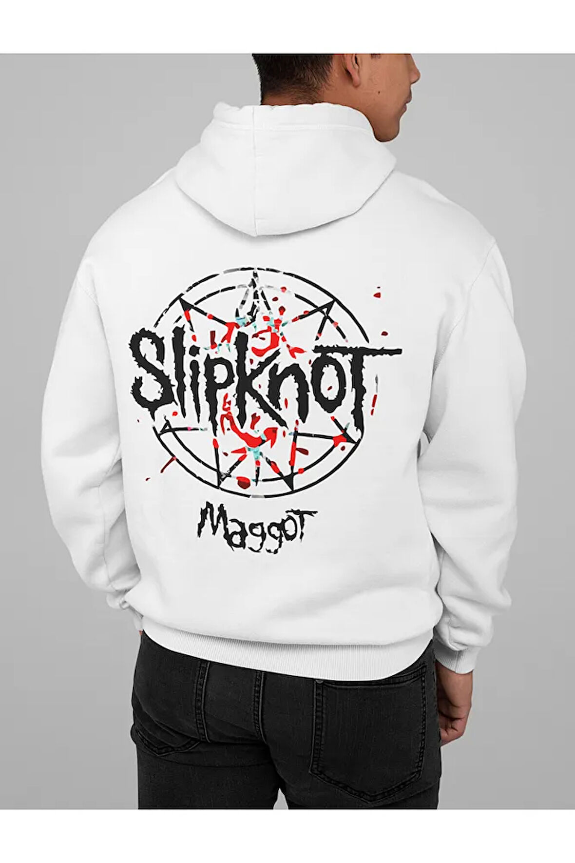 Slipknot Maggot Yazılı Unisex Oversize Müzik Grubu Rock Metal Hoodie