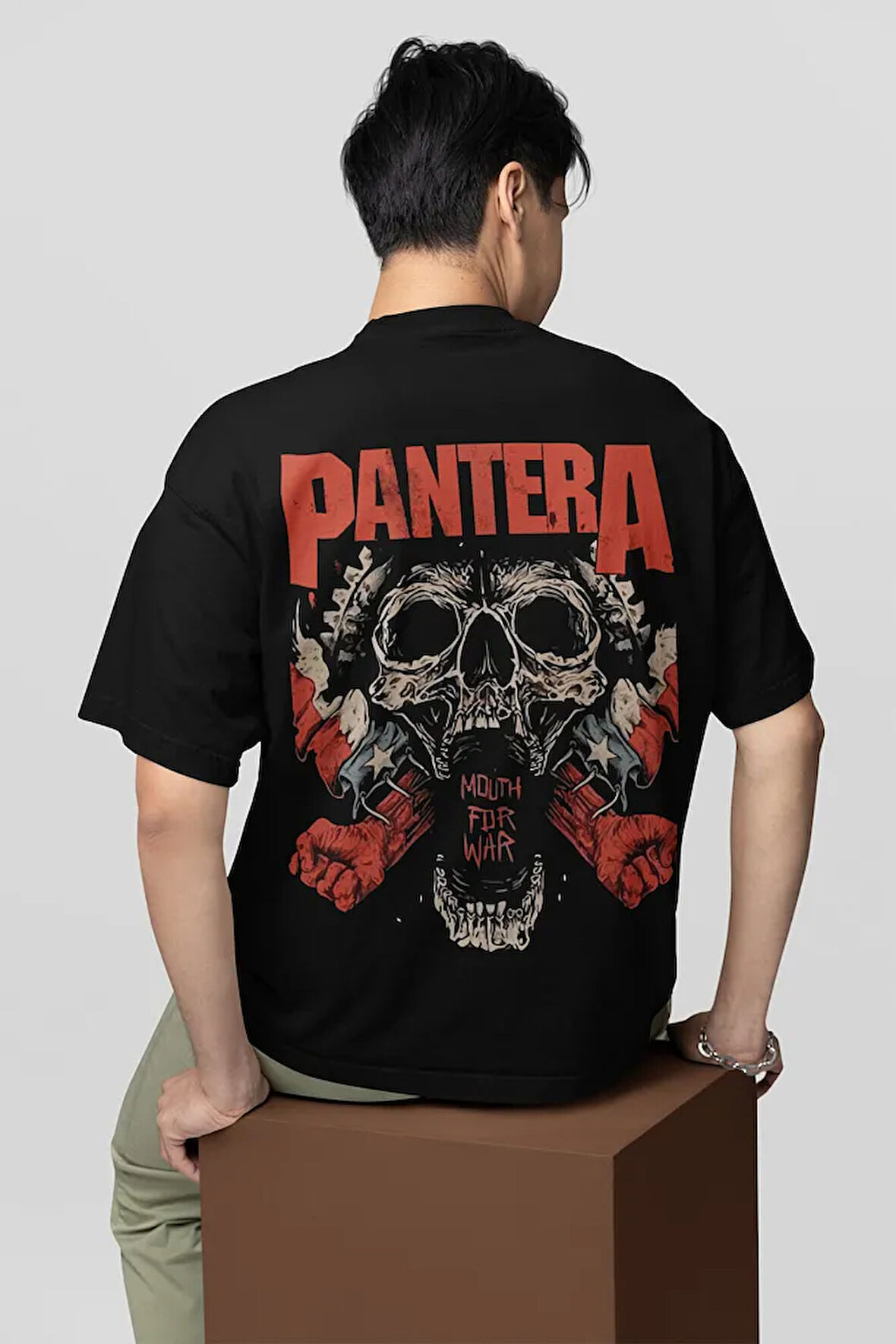Tasarım Pantera Müzik Grubu Baskılı Unisex Oversize Rock Metal Tişört