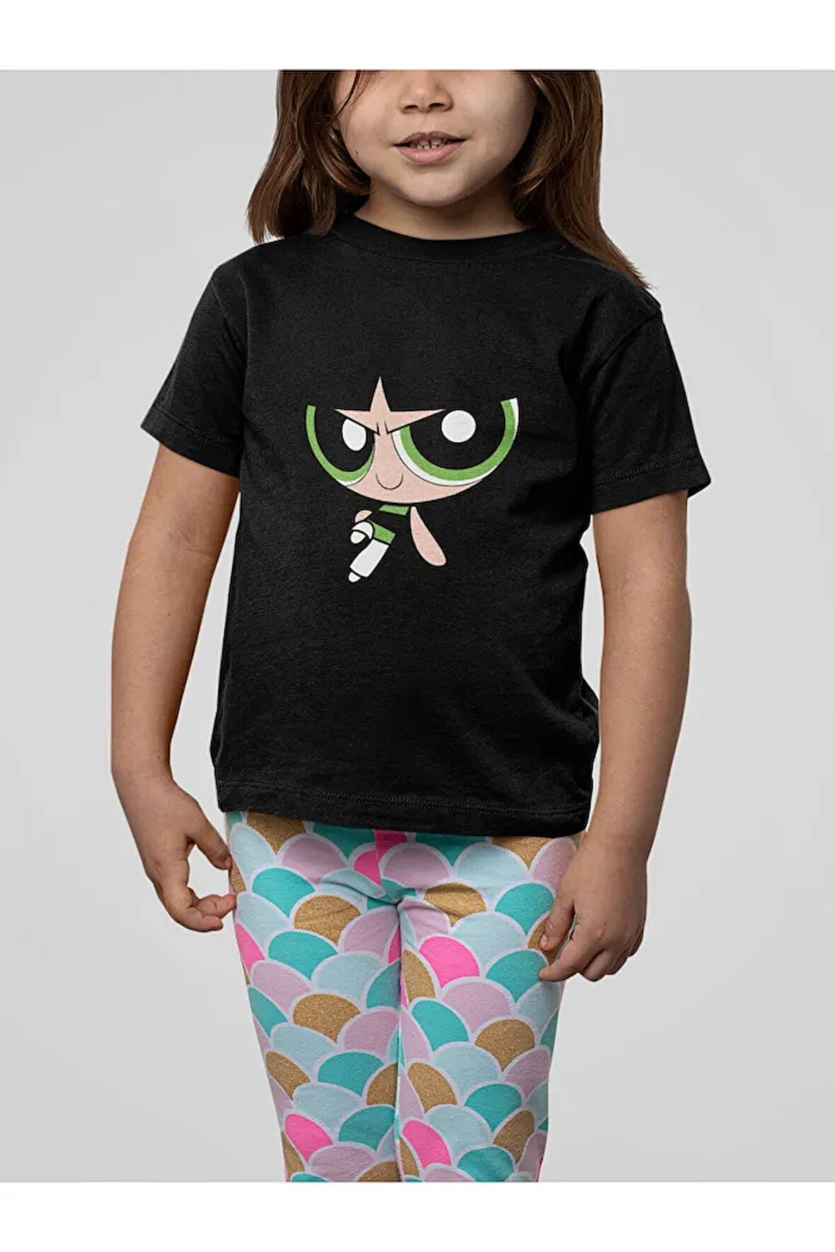 Power Puff Girls Buttercup Baskılı Unisex Çizgi Film Çocuk Tişört (1-12 Yaş)