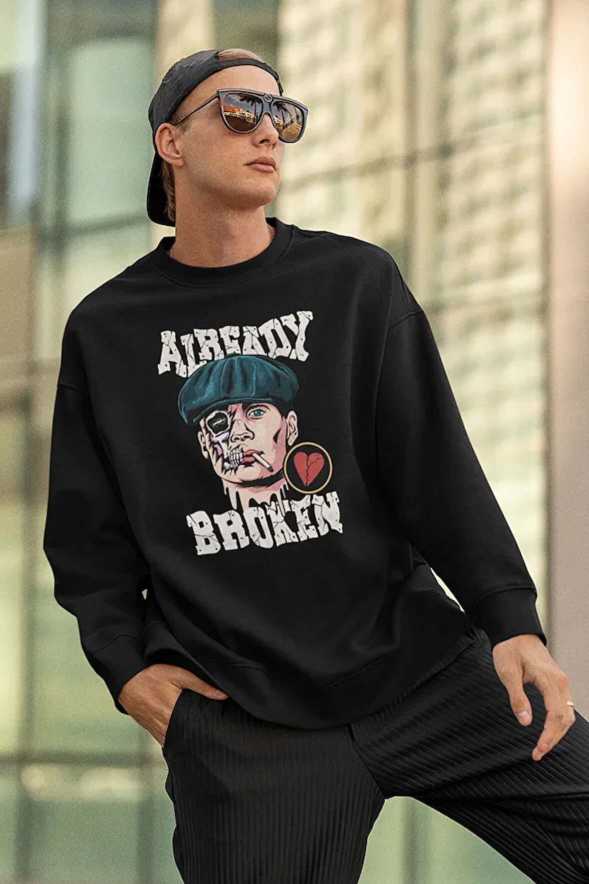 Already Broken Yazılı Unisex Oversize Tommy Shelby Sweatshirt