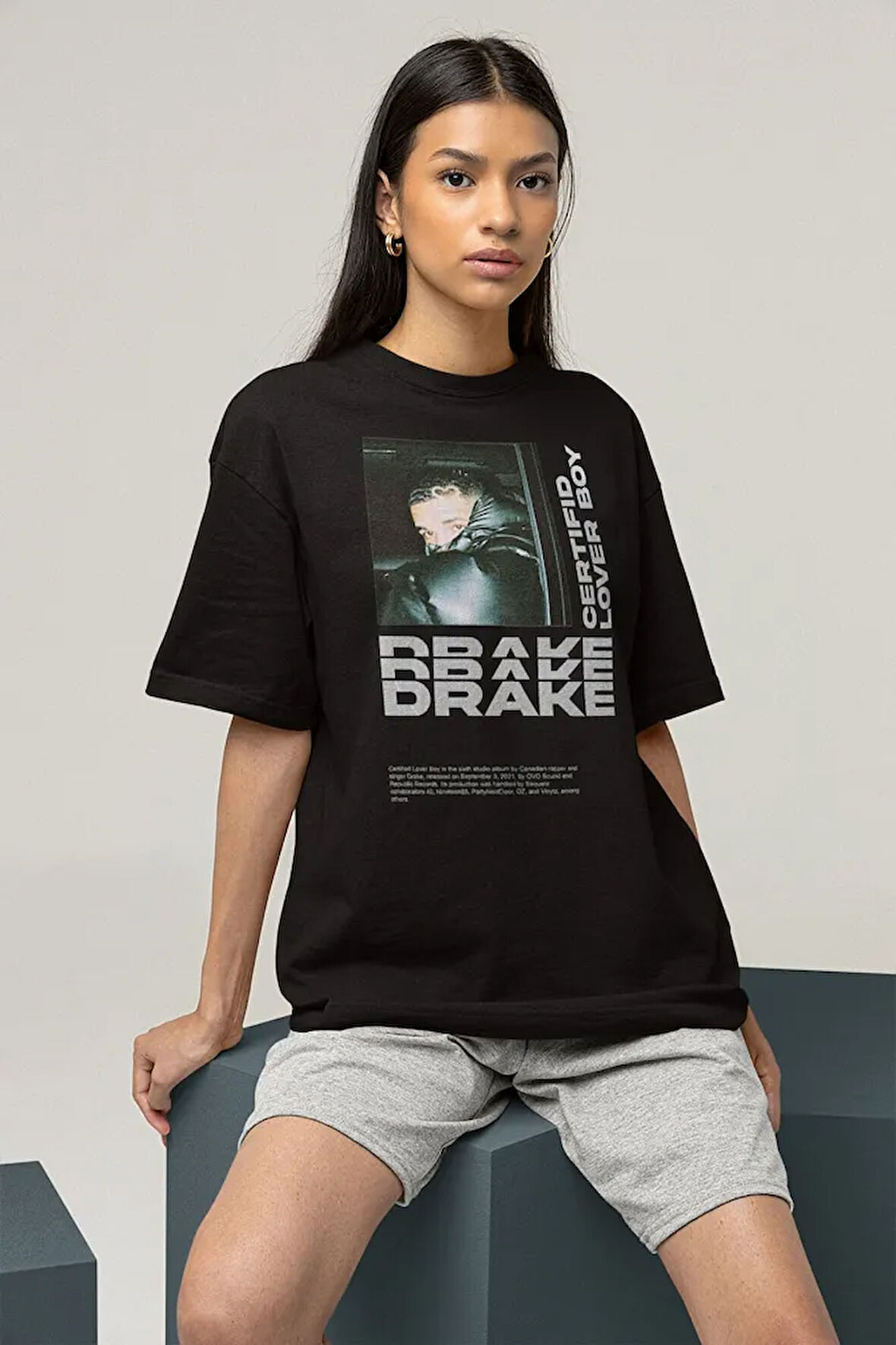 Certifid Lover Boy Drake Baskılı Unisex Oversize Rapper Tişört