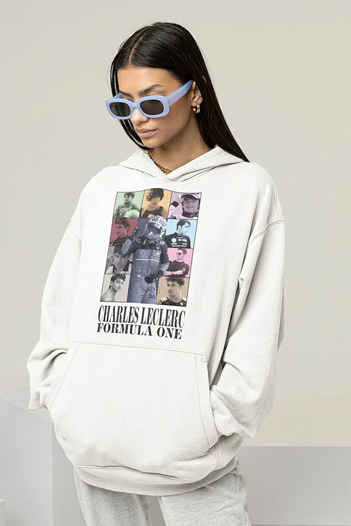 Charles Leclers Formula One Baskılı Unisex Oversize Araba Yarışı Hoodie