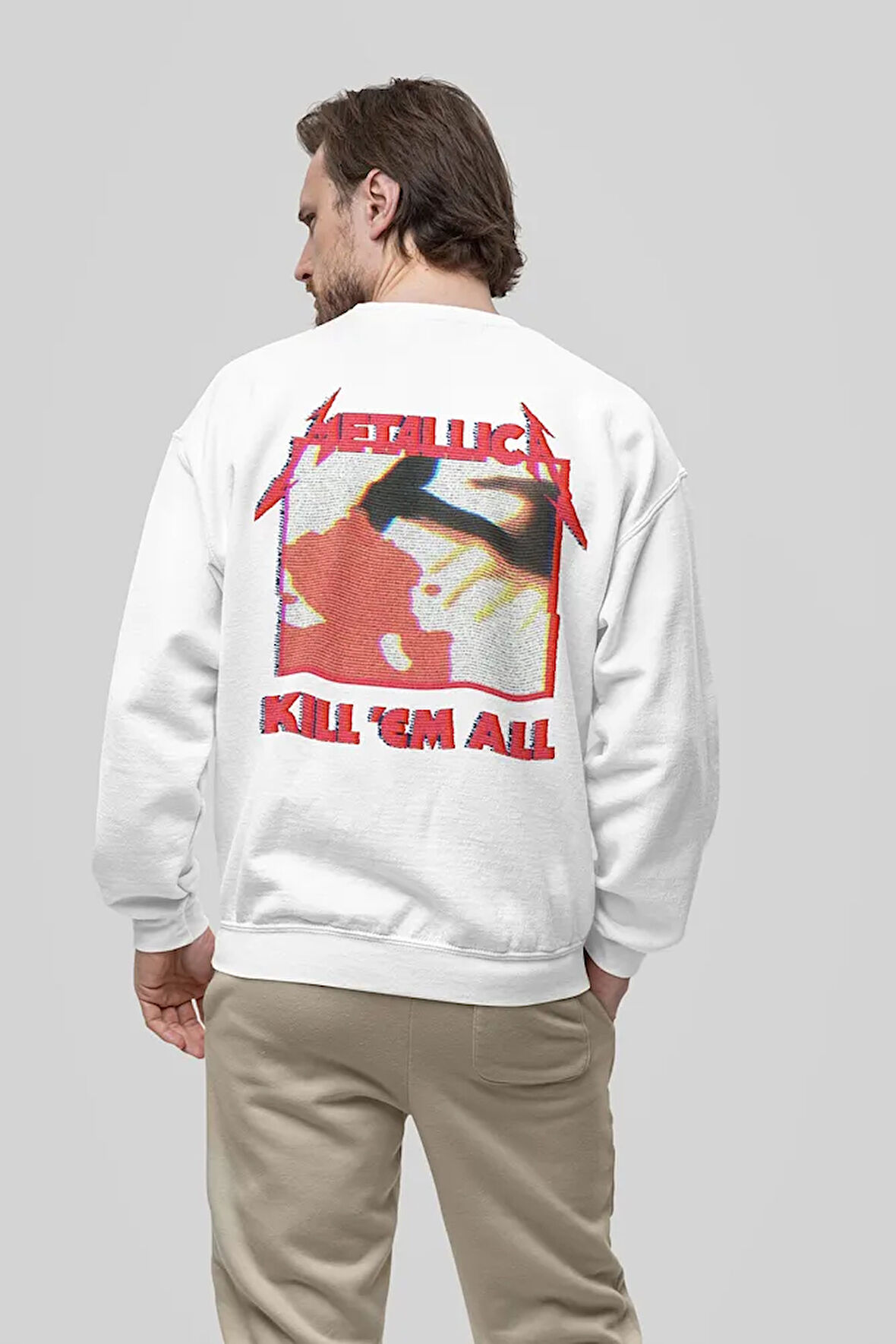 Metallica Kill 'Em All Yazılı Unisex Oversize Rock Metal Tasarım Sweatshirt