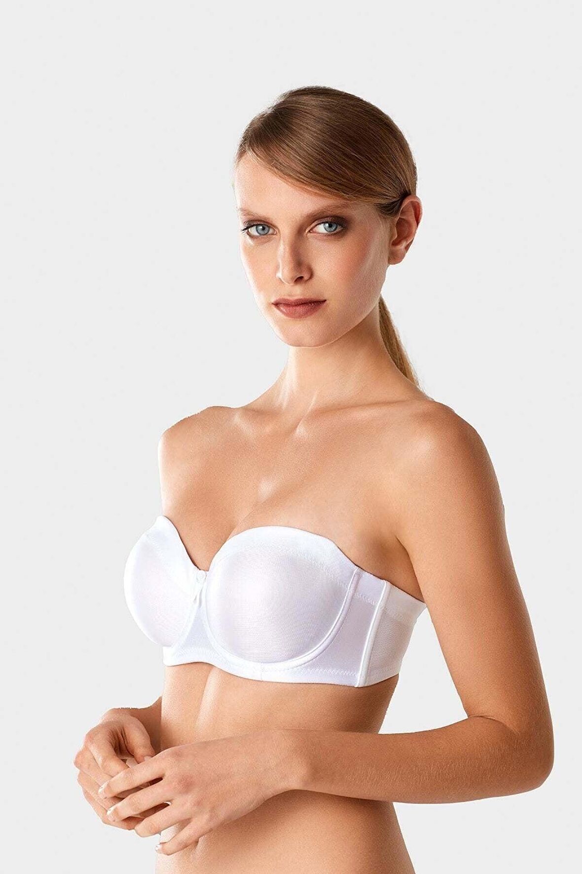 Kadın Beyaz 7031 Balenli Straplez Toparlayici Minimizer Sütyen