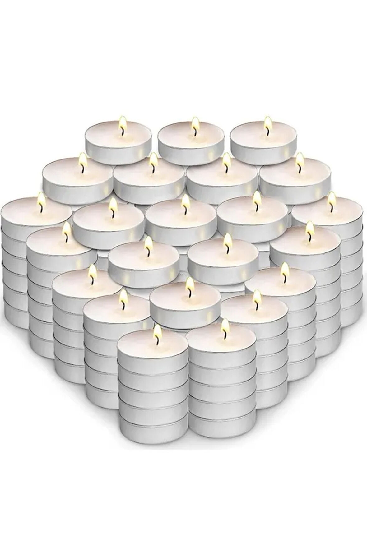 11 gram 50'li Tea Light Mum Beyaz 3,8 Cm Kokusuz Söz Nişan Kına Buhardanlık Tealight