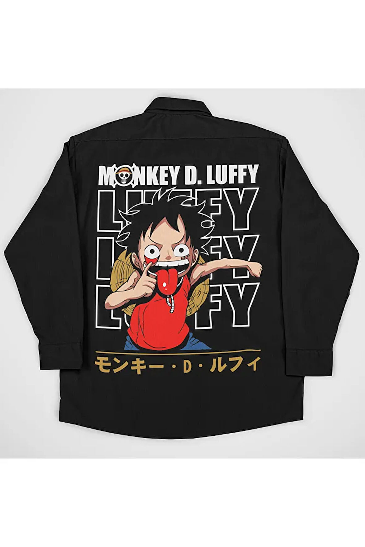 Monkey D. Luffy Baskılı Unisex Anime Karakter Cepli Gömlek