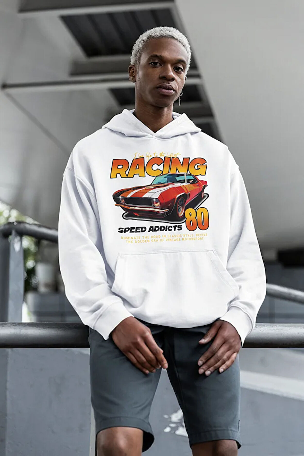 Racing Speed Addicts 80 Baskılı Unisex Oversize Araba Hoodie