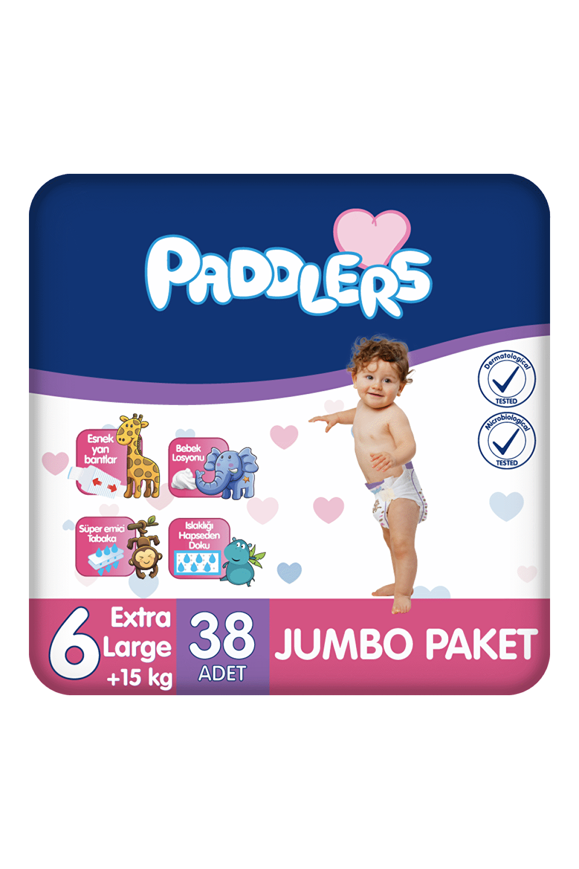 Paddlers Bebek Bezi 6 Numara X-Large 38 Adet (15+Kg) Jumbo Paket