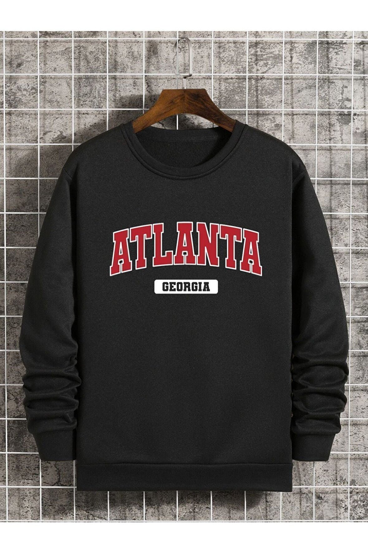 Unisex Atalanta Baskılı Bisiklet Yaka Oversize Sweatshirt