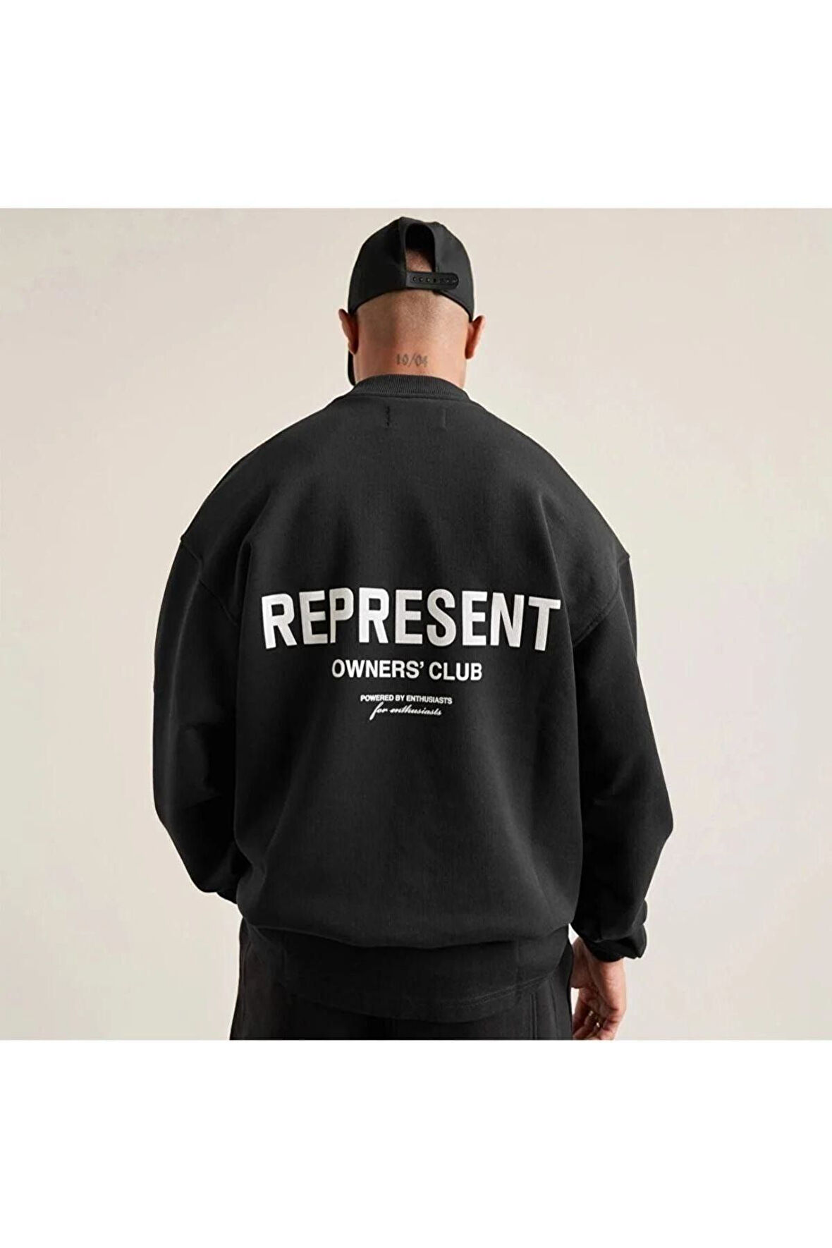 Erkek Represent Baskılı Oversize Bisiklet Yaka Sweatshirt