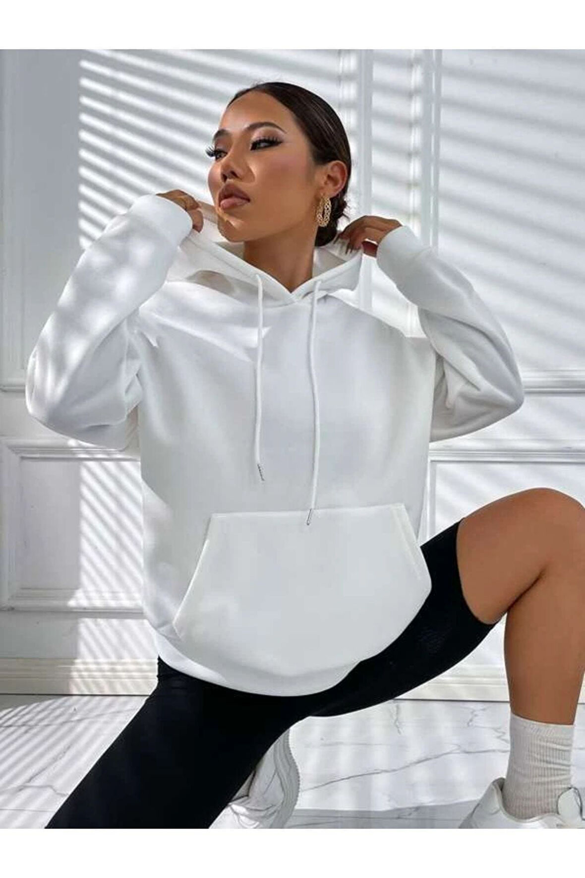 Unisex Good Things Sırt Baskılı Oversize Kapşonlu Sweatshirt