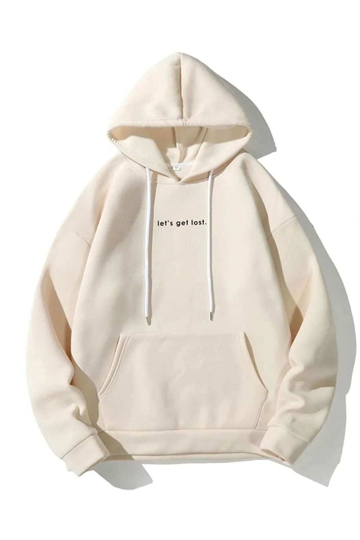 Unisex Let's Get Lost Baskılı Oversize Kapşonlu Sweatshirt