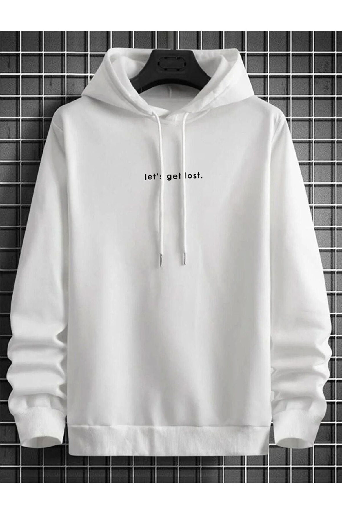 Unisex Let's Get Lost Baskılı Oversize Kapşonlu Sweatshirt