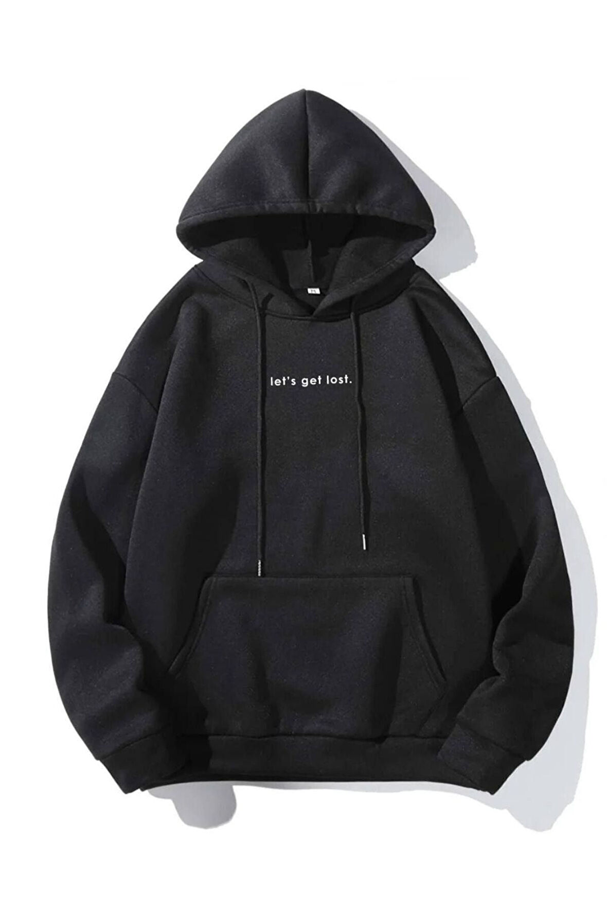 Unisex Let's Get Lost Baskılı Oversize Kapşonlu Sweatshirt