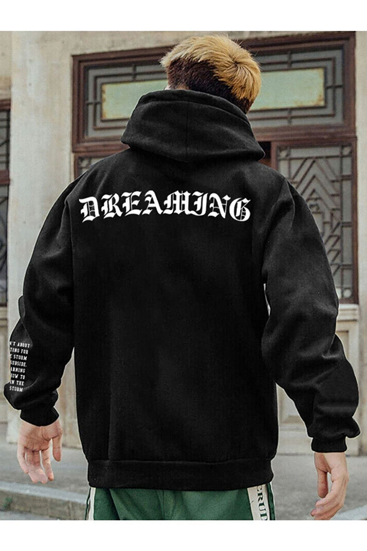 Unisex Dream Baskılı Oversize Kapşonlu Sweatshirt