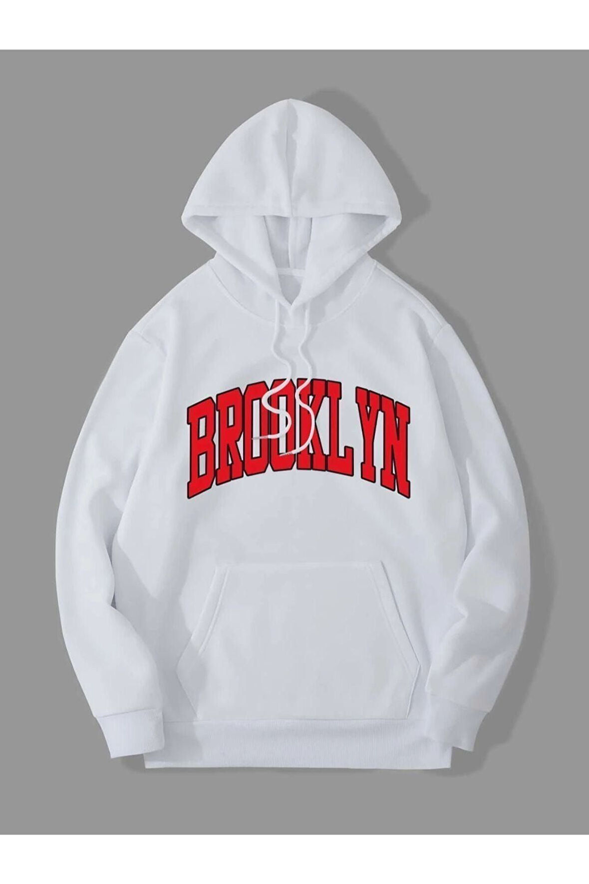 Unisex Yeşil Brooklyn Baskılı Oversize Kapşonlu Sweatshirt