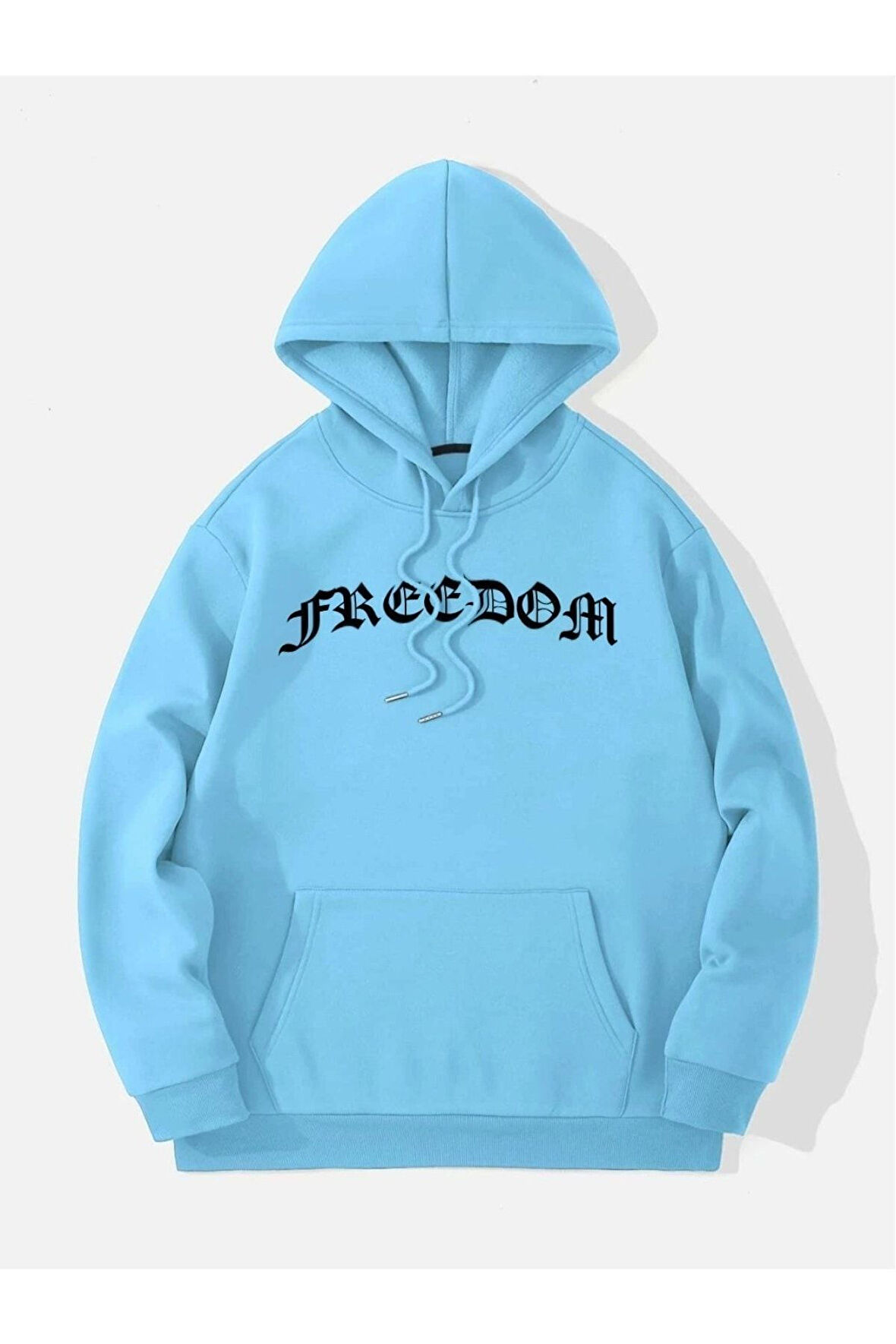 Unisex Freedom Baskılı Oversize Kapüşonlu Sweatshirt