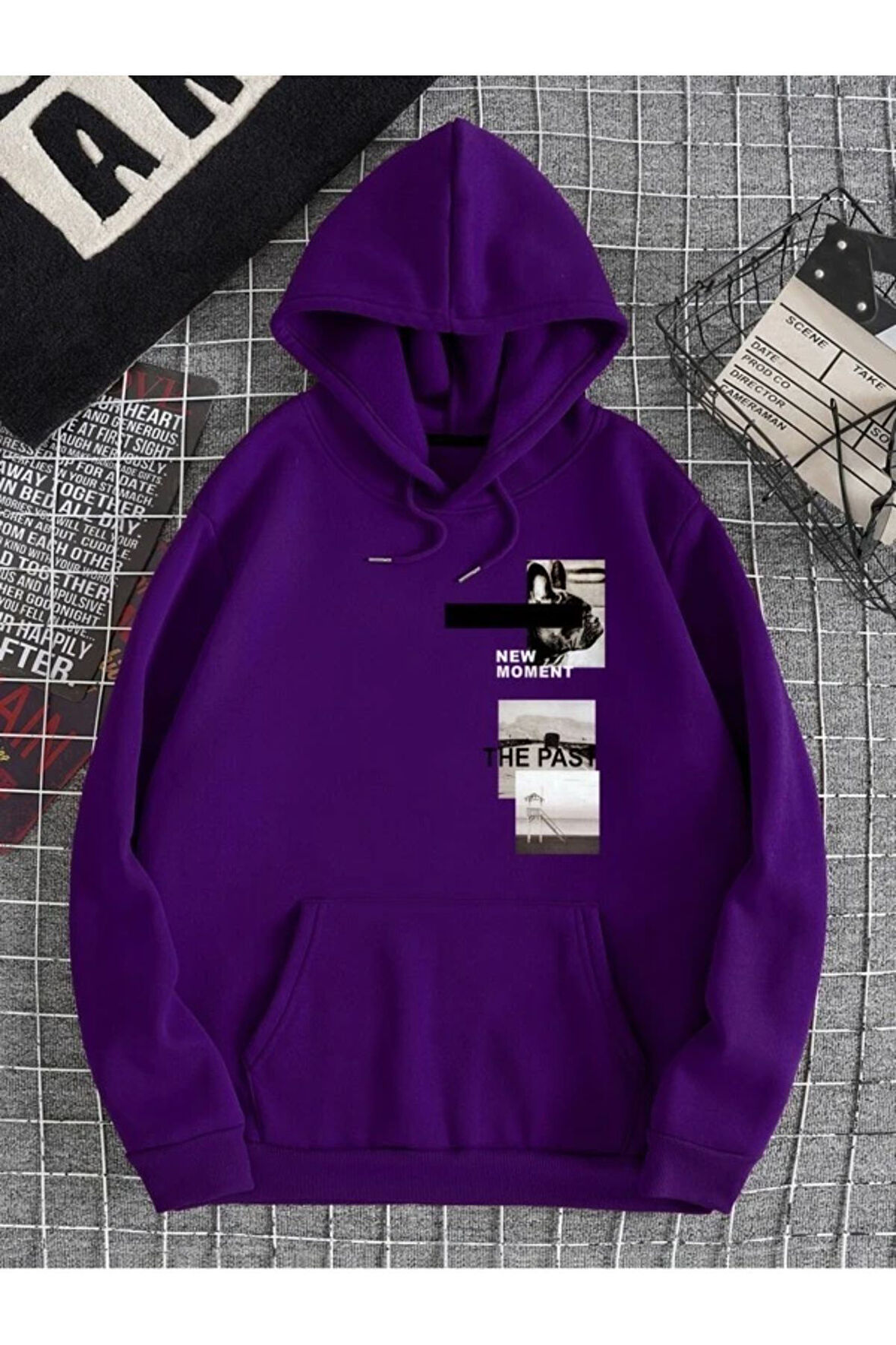 Unisex New Moment Baskılı Oversize Kapşonlu Sweatshirt