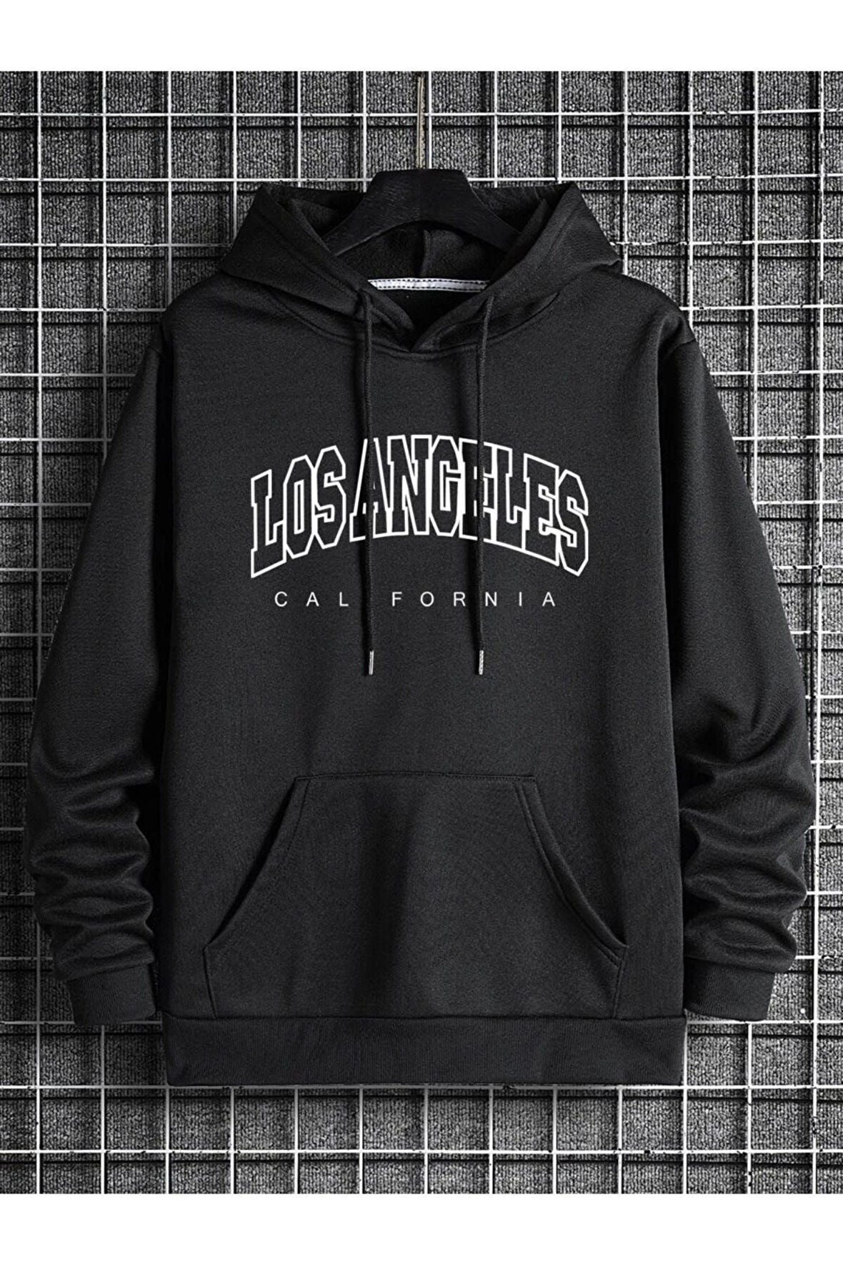 Unisex Los Angeles Baskılı Oversize Kapşonlu Sweatshirt