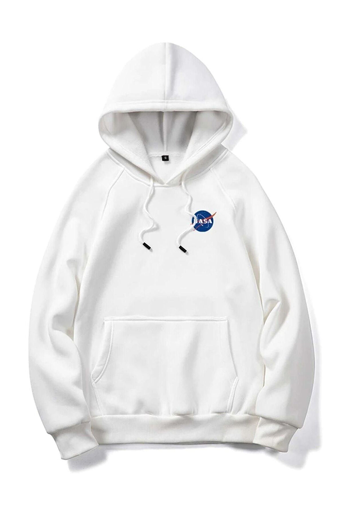 Unisex Nasa Baskılı Oversize Kapşonlu Sweatshirt