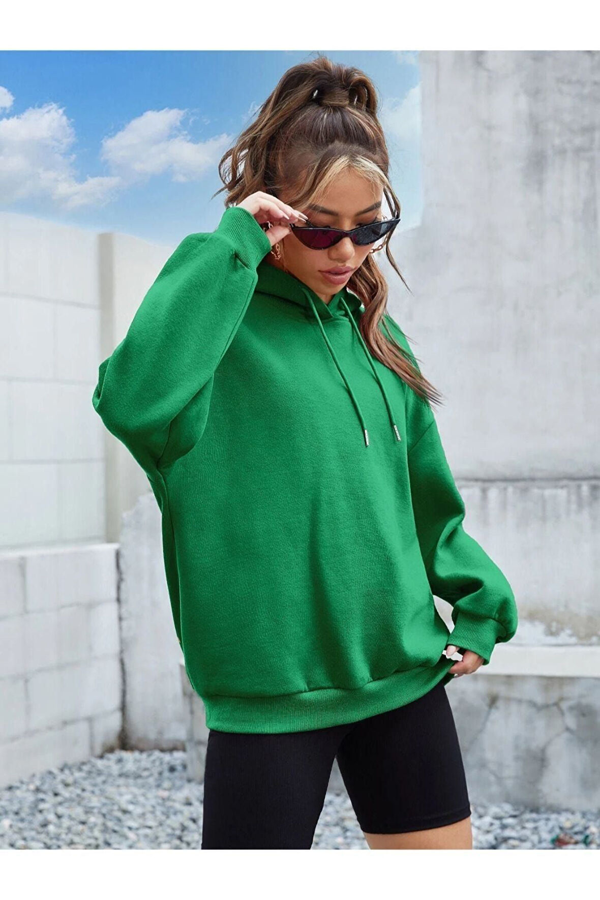 Unisex Its Okey Baskılı Oversize Kapüşonlu Sweatshirt