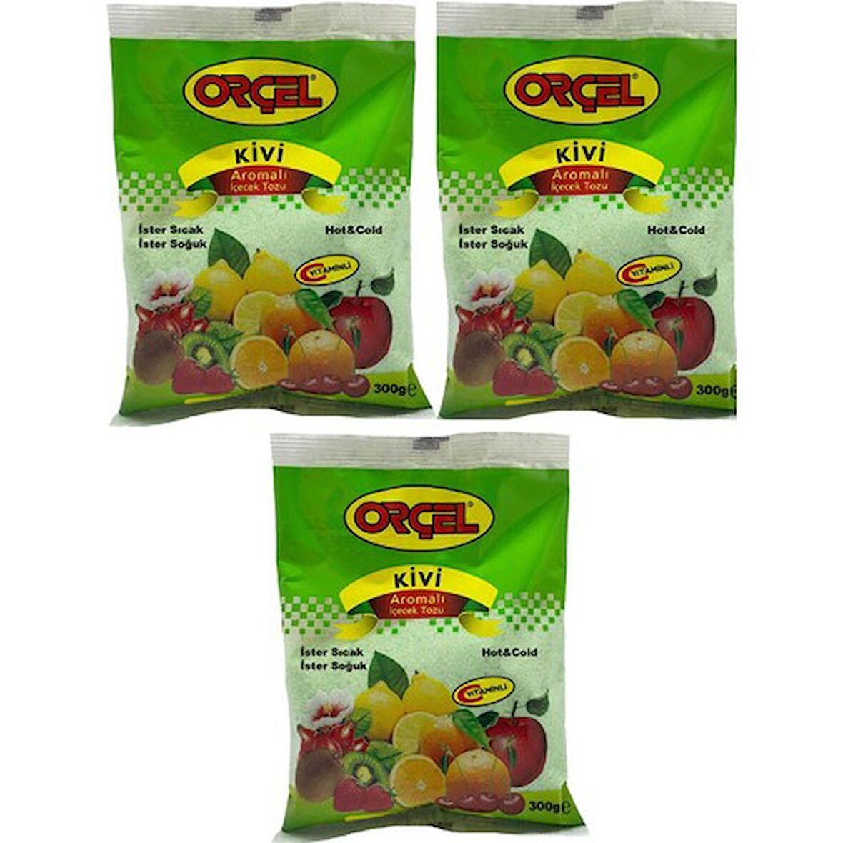 Orçel Kivi Aromalı İçecek Tozu Oralet Çay 300gr.x 3 Adet