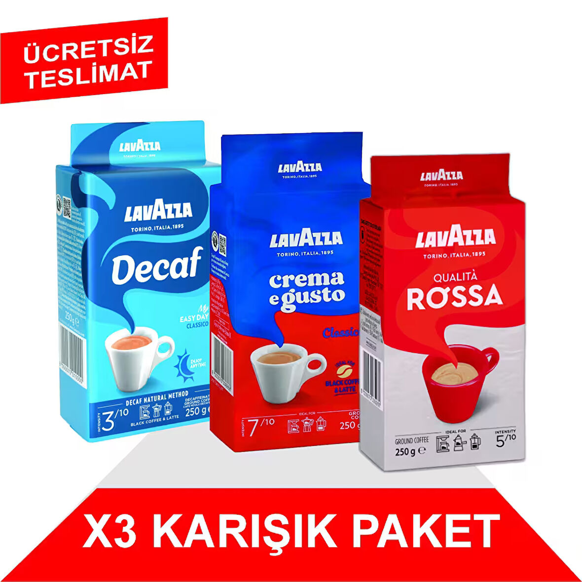 Decaf My Easy Day Classico + Crema e Gusto + Espresso Classico Italiano Filtre Kahve (250gr) 3'Lü Paket