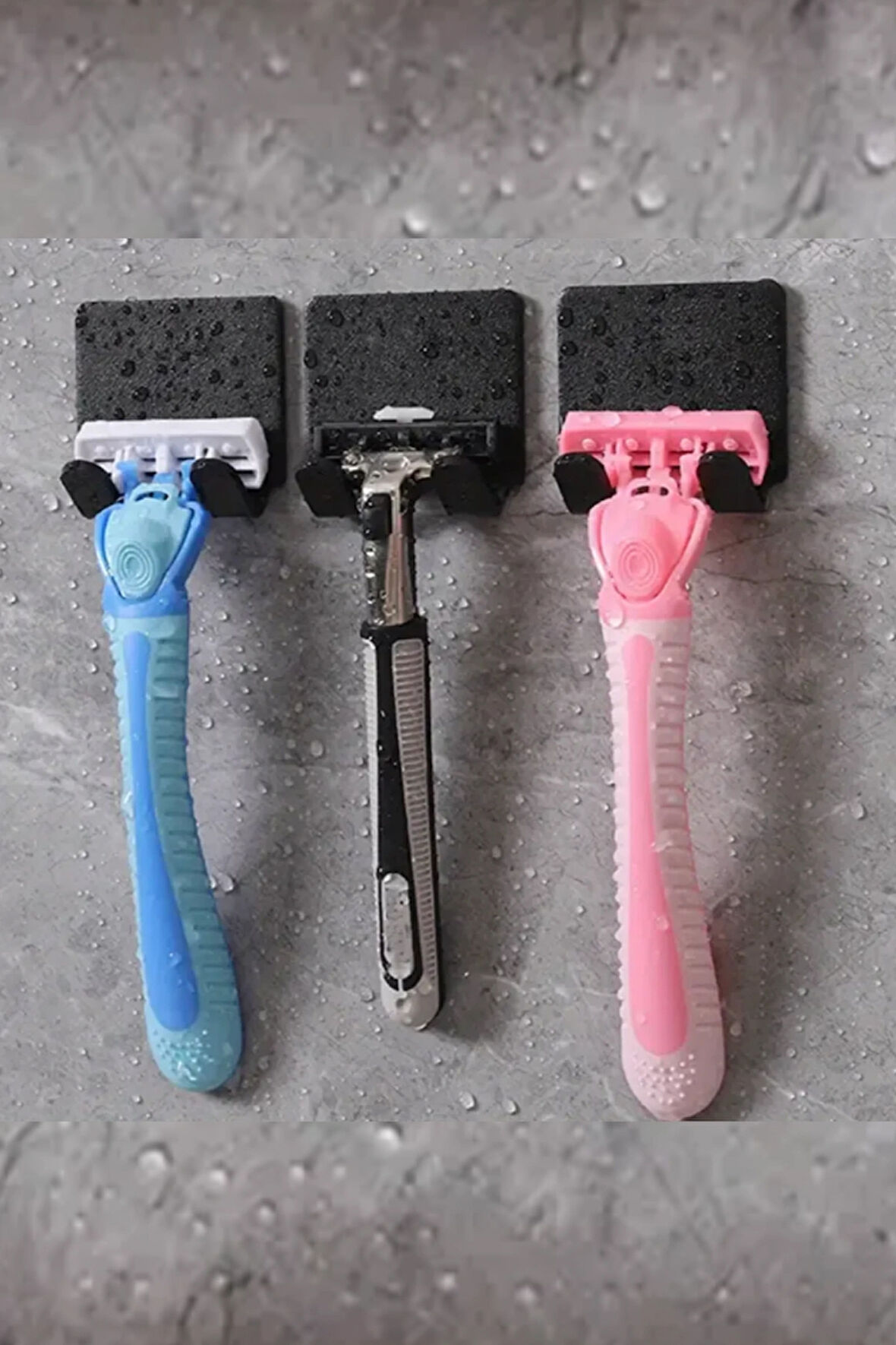 3'lü Permatik Tutucu - Yapışkanlı Banyo Düzenleyici - Jilet Tutucu Aparat - Anahtarlık Askısı