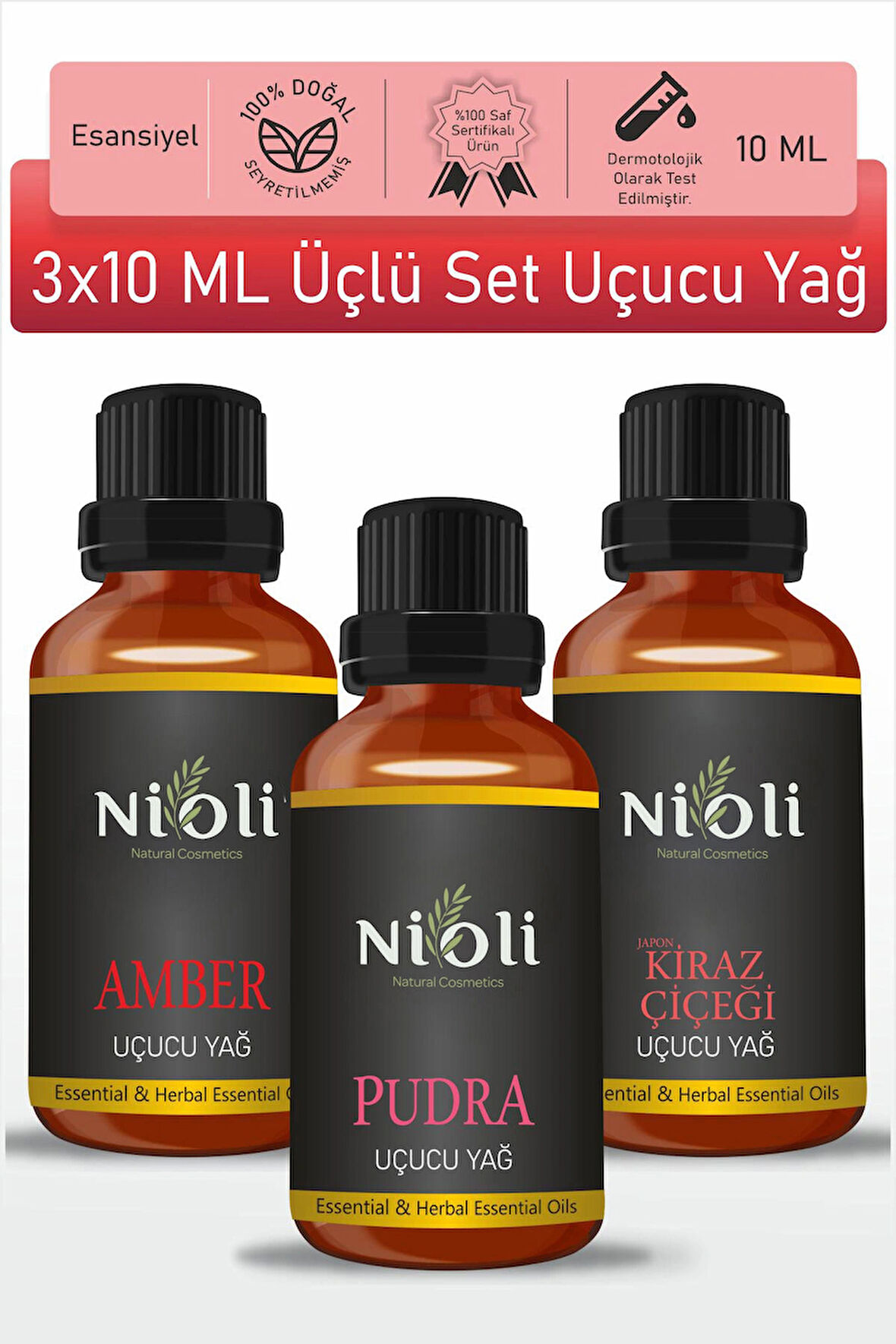 Nioli Amber, Pudra, J.Kiraz Çiçeği Esansiyel Uçucu Yağ Buhurdanlık Yağı Aromaterapi Yağı 10 ML