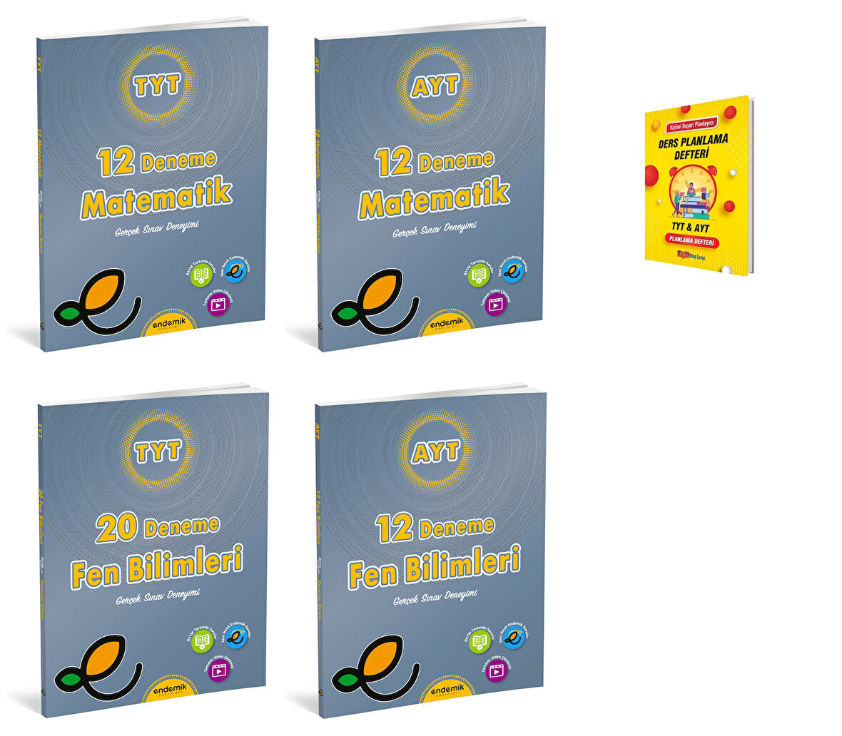 Endemik TYT - AYT Matematik ve Fen Bilimleri 4lü Deneme Seti + Planlama Defteri